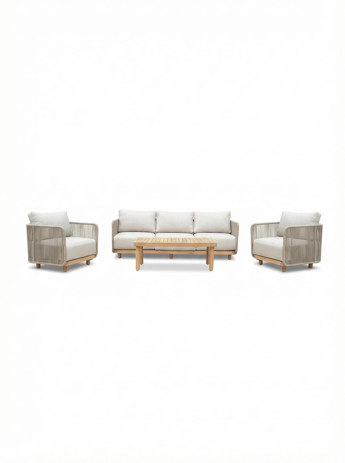 faee Gartenlounge-Set Sylt, 4-teilig, Akazie Massiv, Seil natur
