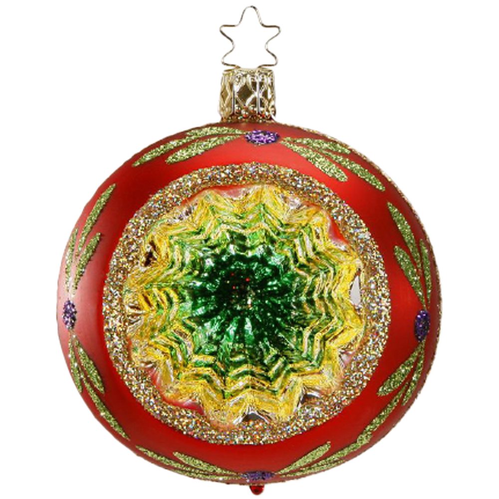 INGE-GLAS® Weihnachtsbaumkugel funkelnder Reflex, Ø8cm rot glanz (1 St), mundgeblasen, handbemalt