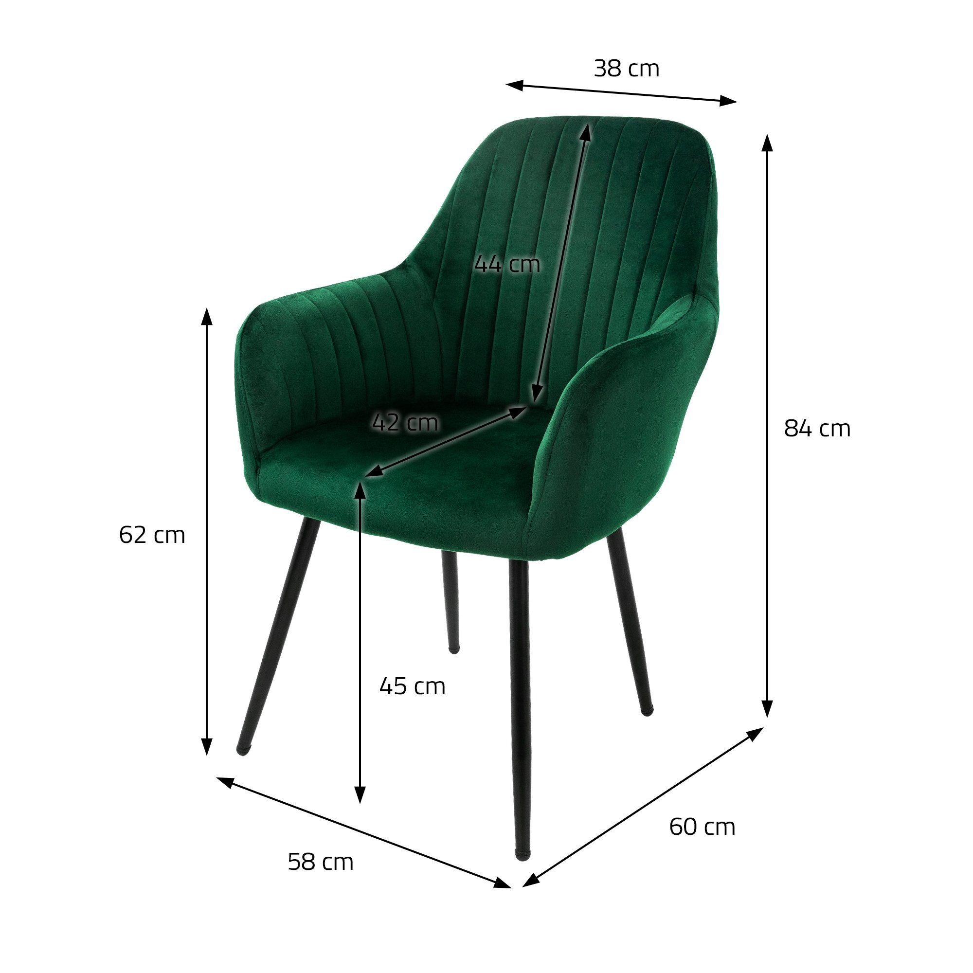 ML-DESIGN Stuhl Küchenstühle Polsterstühle Wohnzimmerstühle Ergonomisch 2er Schwarz Esszimmerstuhl, Samtbezug Metallbeinen Set mit
