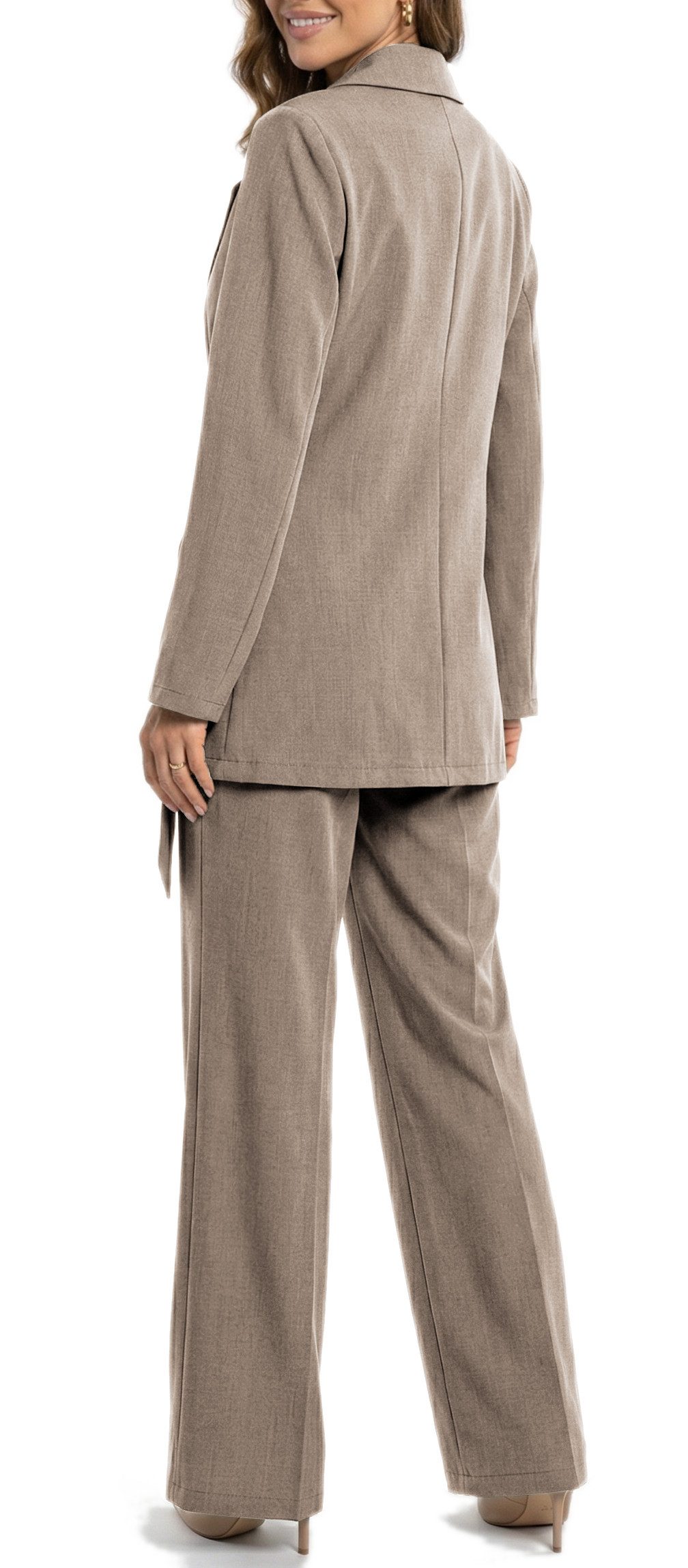 dy_mode Longblazer Damen Longblazer in Wickeloptik Taillierter Business Blazer in Unifarbe, Tailliert in Wickeloptik