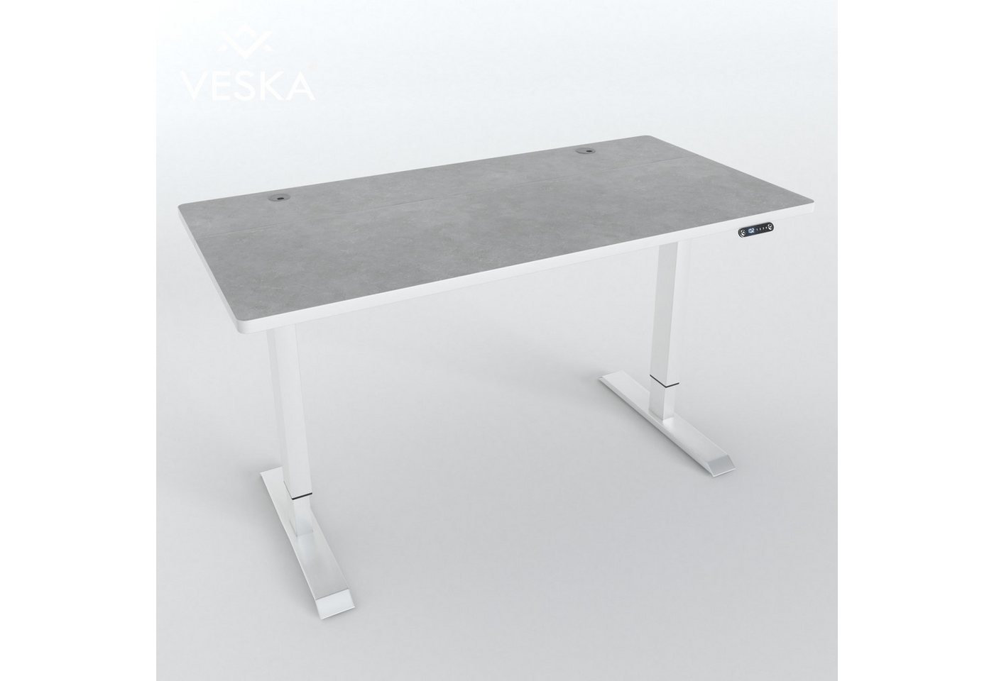 VESKA Schreibtisch Höhenverstellbar 140 x 70 cm - Bürotisch Elektrisch (mit Touchscreen, Sitz- & Stehpult Home Office)