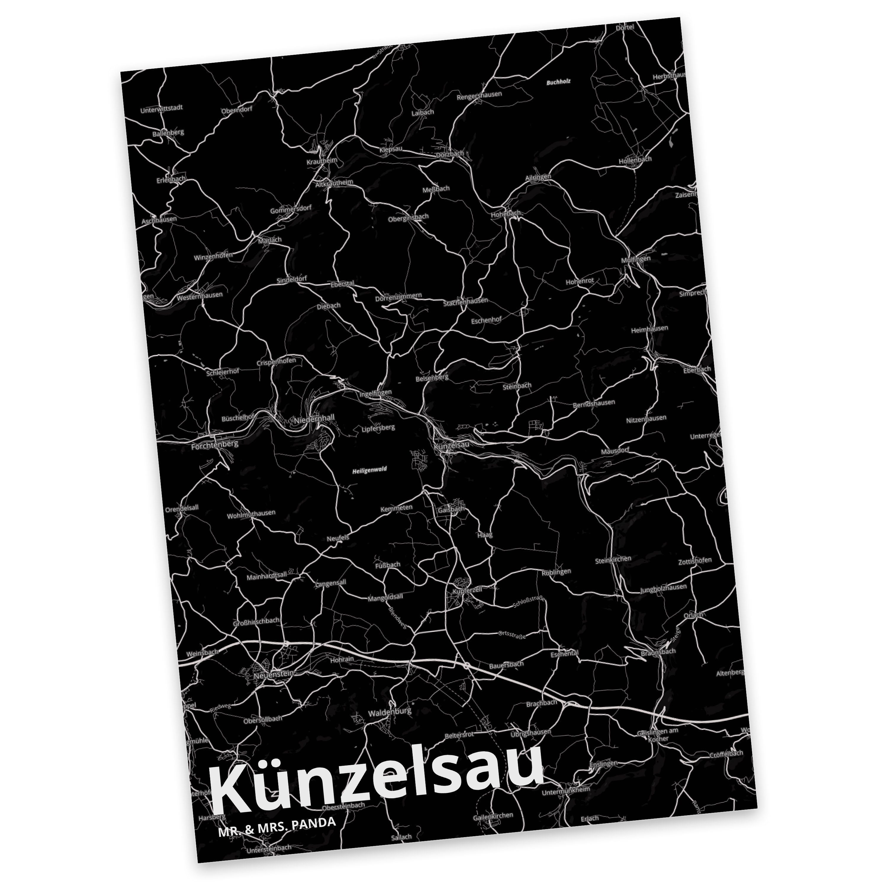 Mr. & Mrs. Panda Postkarte Künzelsau - Geschenk, Städte, Karte, Ort, Stadt Dorf Karte Landkarte