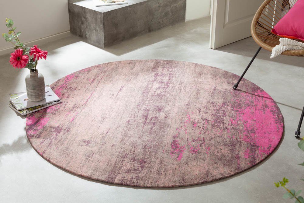 riess-ambiente Teppich MODERN ART 150cm beige pink, rund, Höhe: 10 mm, Vintage · Schlafzimmer · Wohnzimmer · Flur