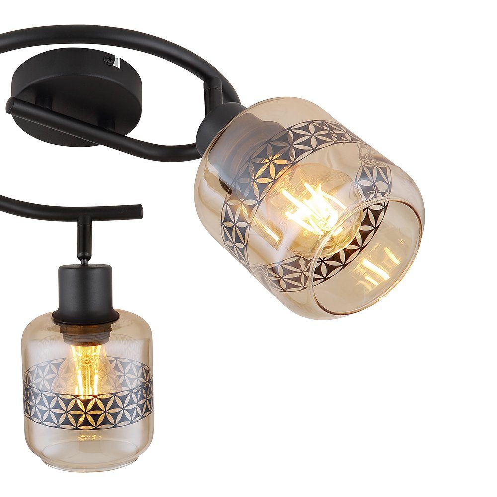 Glas Deckenspot, Spotrondell schwarz Leuchtmittel inklusive, Deckenleuchte nicht beweglich etc-shop Deckenlampe