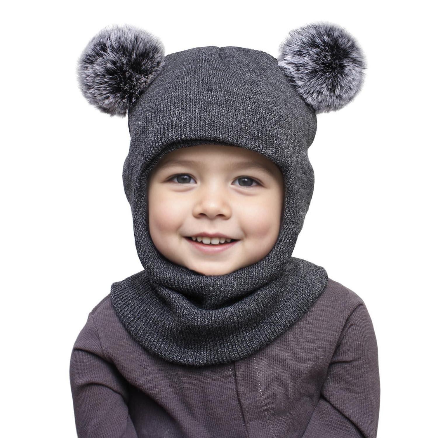 Sturmhaube Sturmhaube Baby Kinder Thermo Winddicht Schlupfmütze Kapuze Dunkelgrau