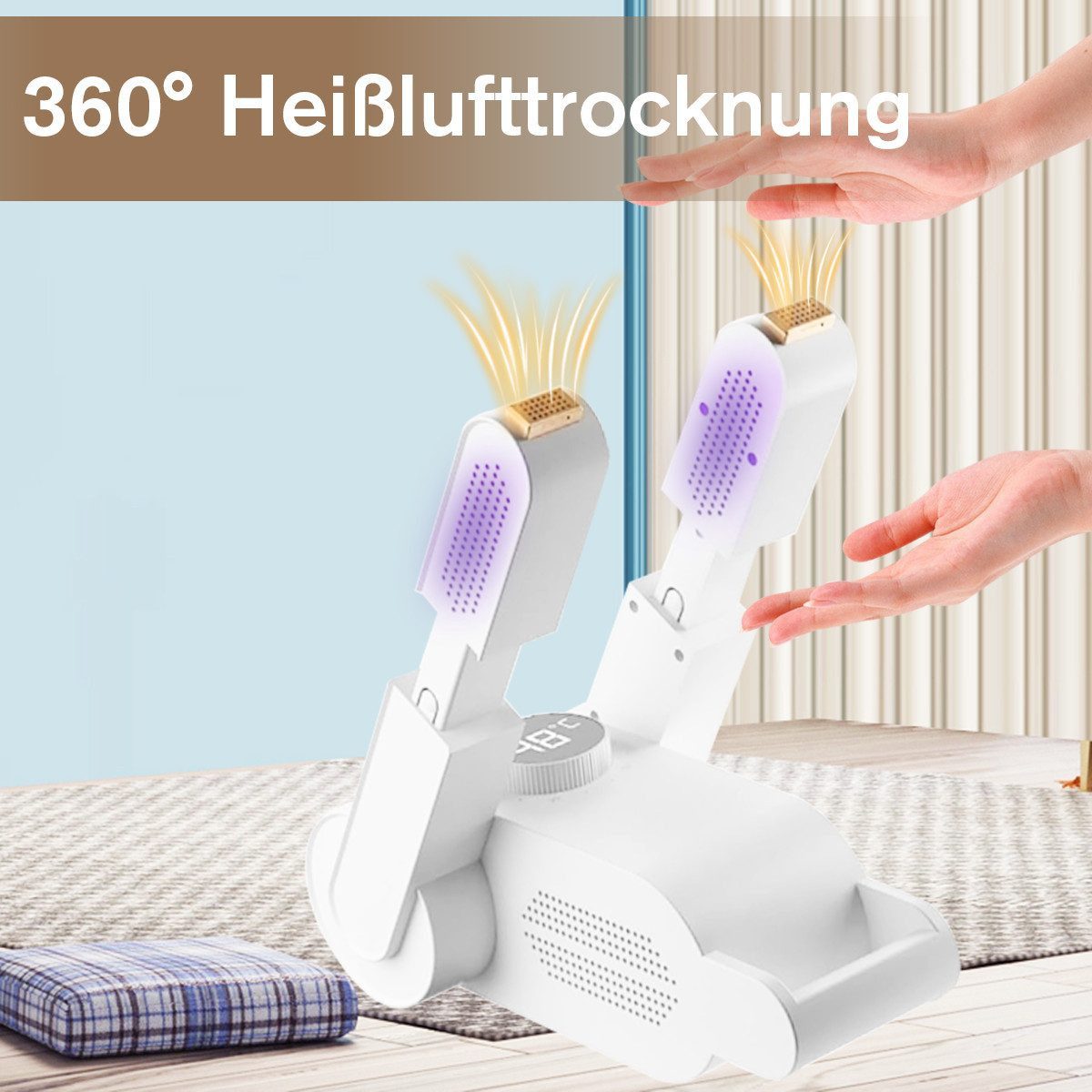 MOPUEA Schuhtrockner Desodorierende und sterilisierende Haushaltstrockner Faltbar, 150 W, intelligenter beheizter Schuhtrockner Timer-Funktion – Bild 5 von 5