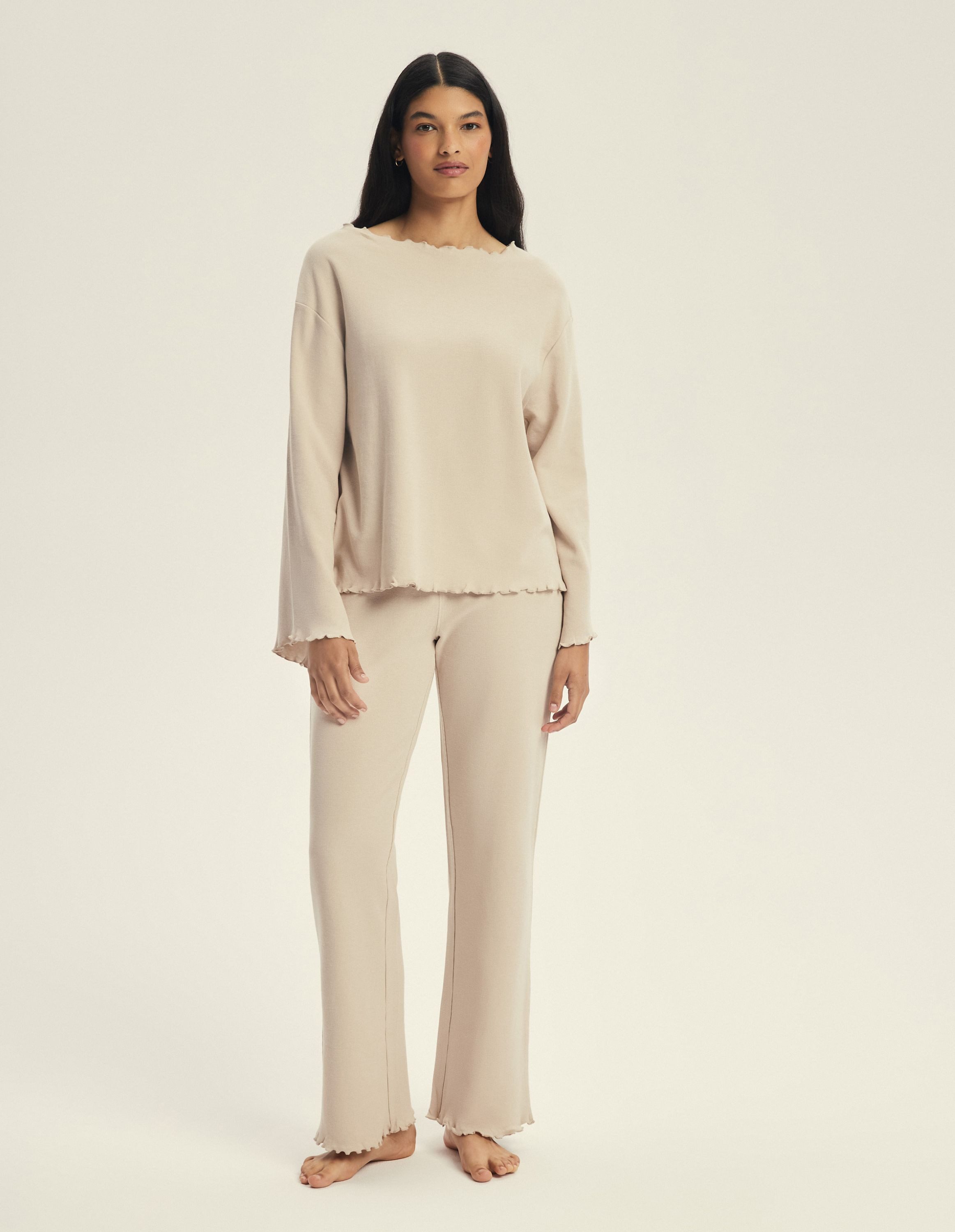 ESOTIQ Hausanzug Hausanzug Loungewear Set aus Baumwolle atmungsaktiv langärmlig Cavea (2 tlg)