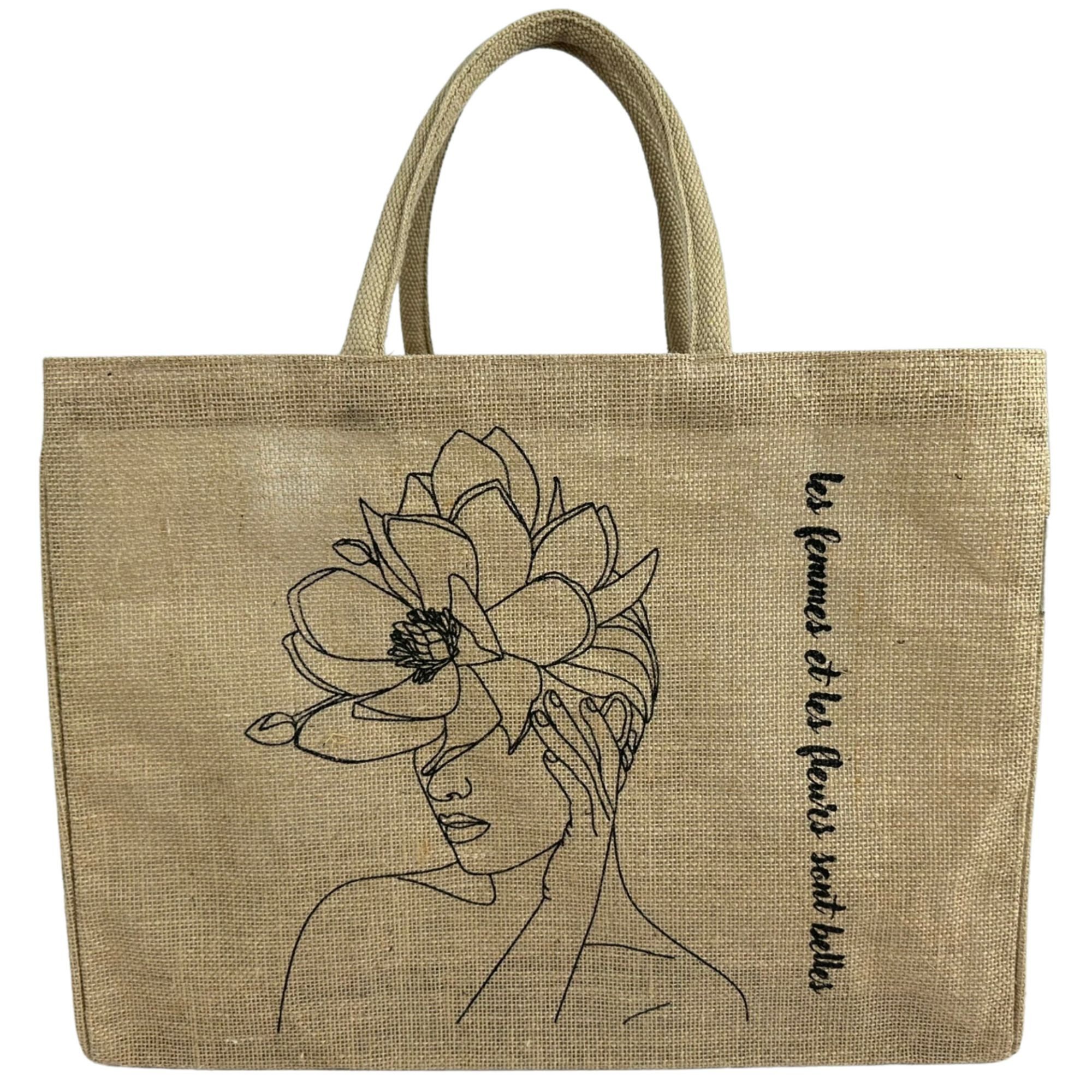 Domelo Einkaufskorb Jute Einkaufskorb, Vegan Einkaufstasche, Korbtasche, Shopping bag, Aufdruck