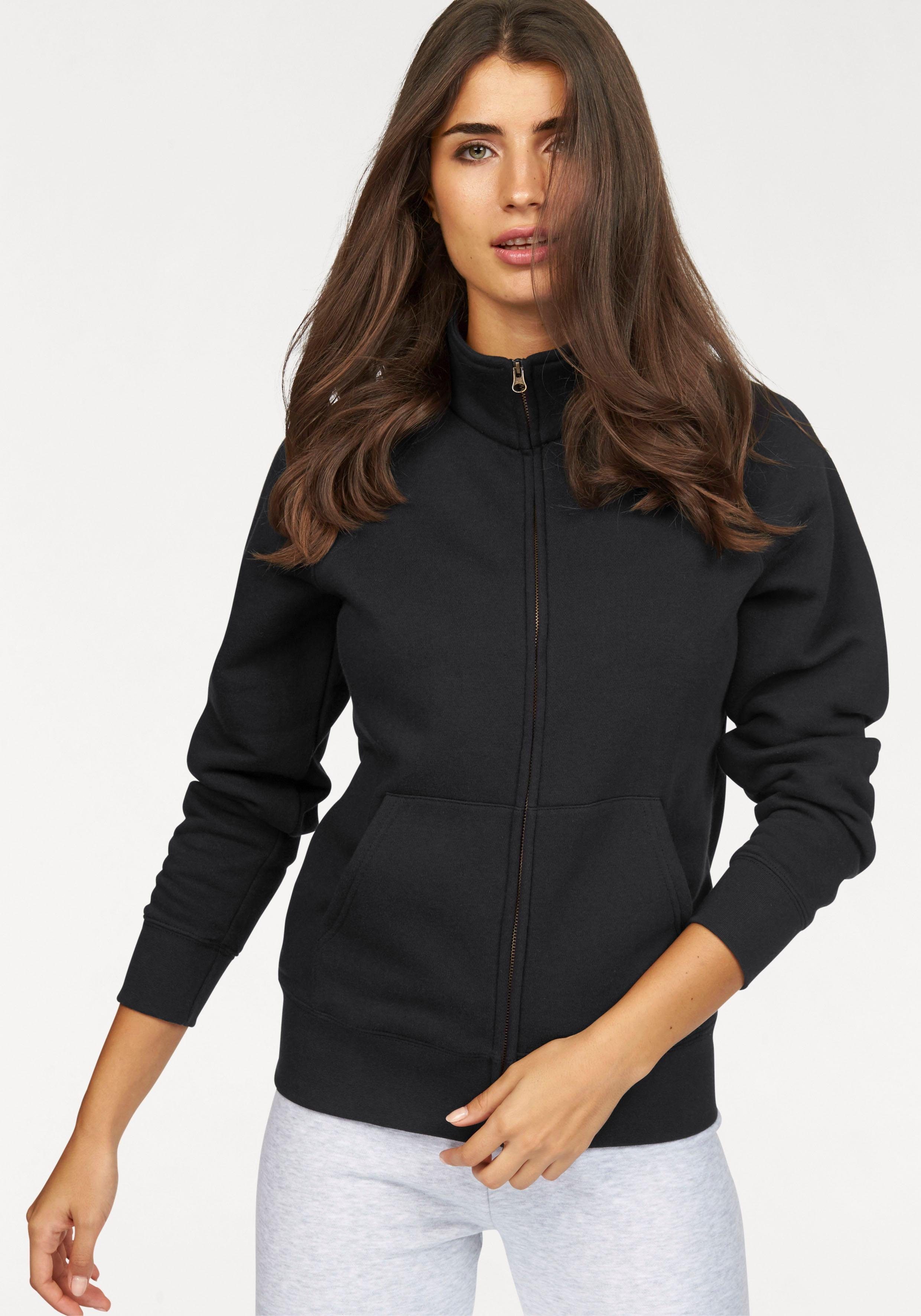 Fruit of the Loom Sweatshirt Lady-Fit Premium Sweat Jacket schwarz