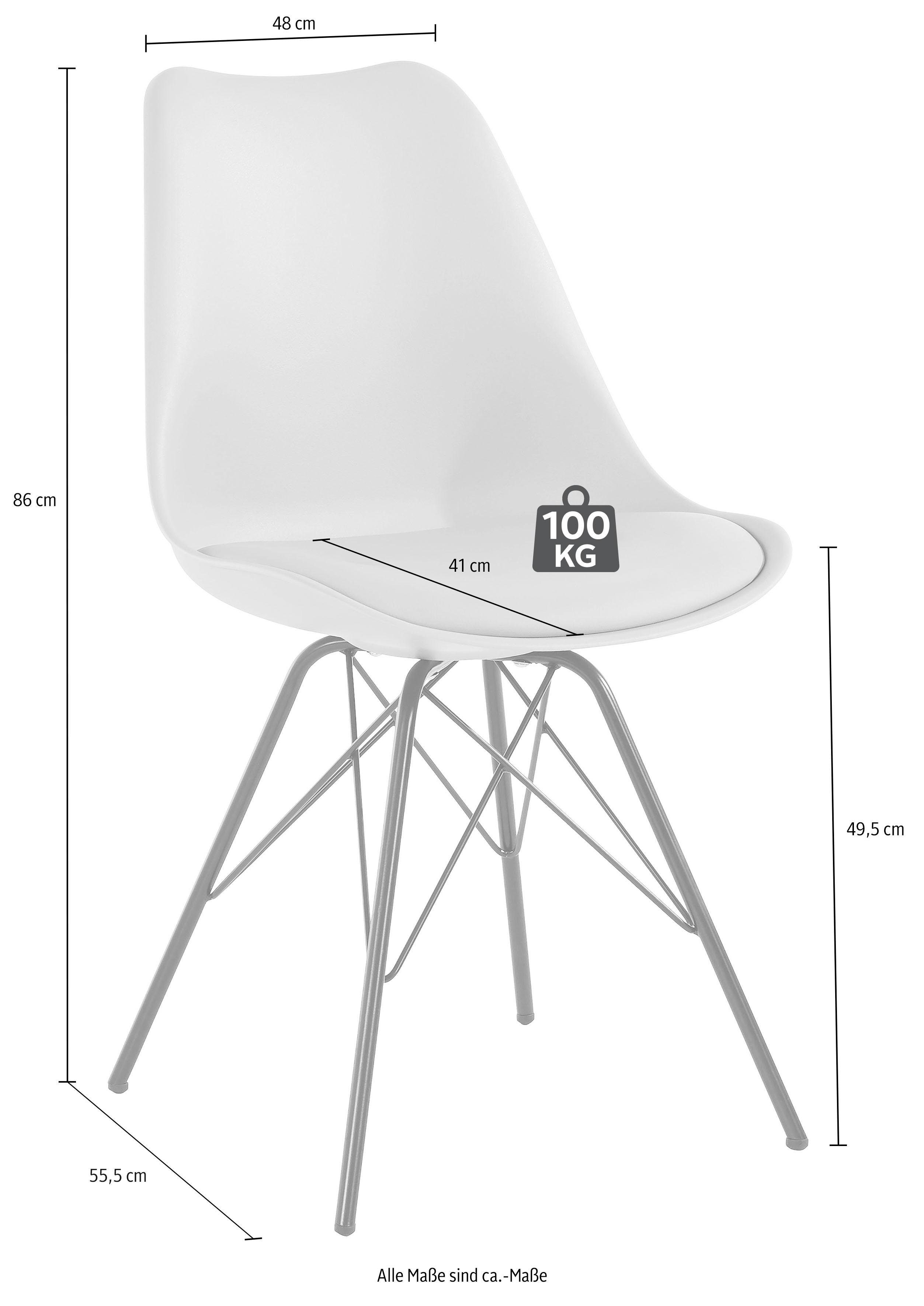 Ursel Sitzkissen Homexperts 2 01 Sitzschale in mit Kunstleder | 4-Fußstuhl mint schwarz (Set, St),