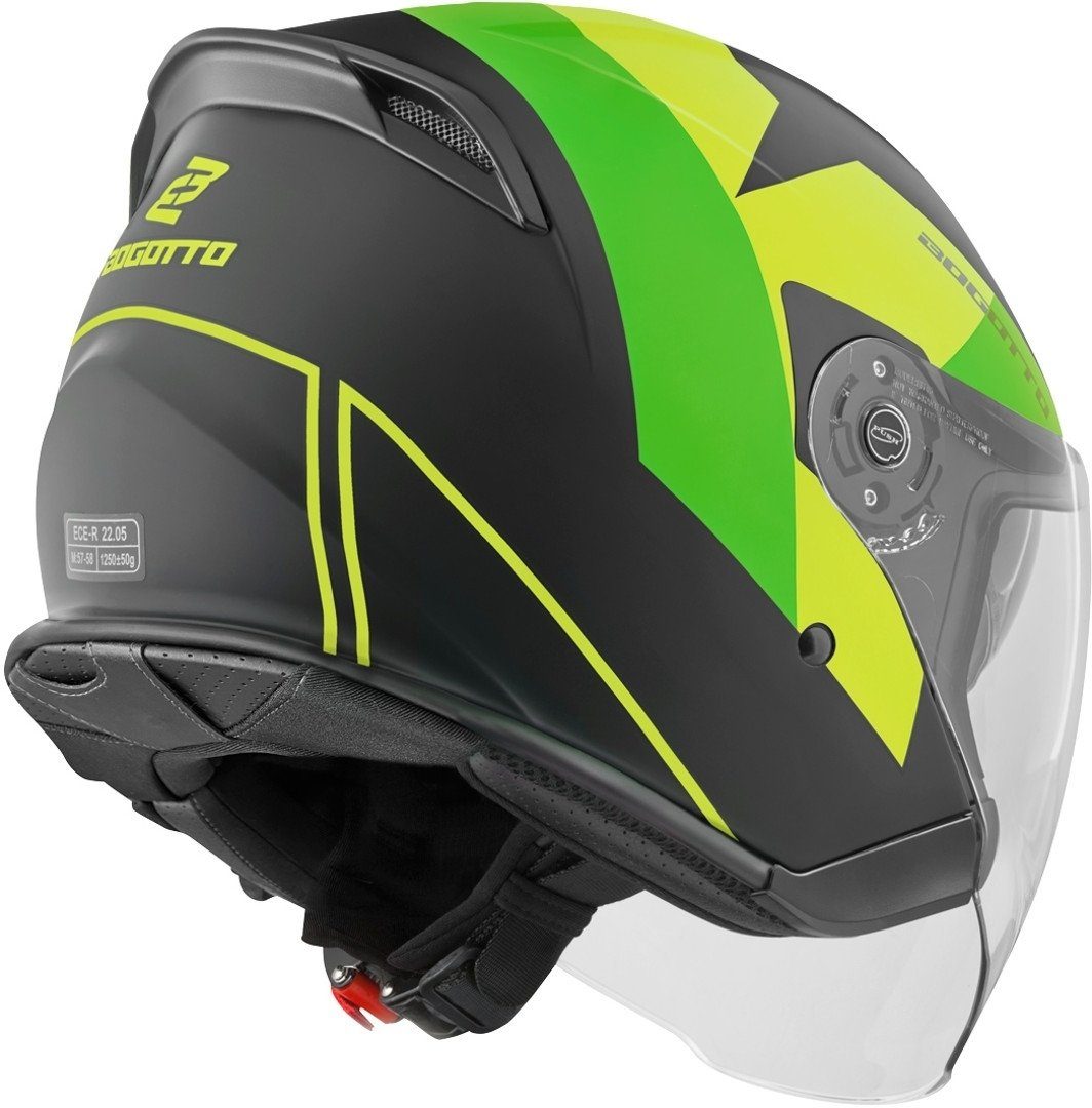 Bogotto Motorradhelm V586 Detri BT Jethelm, integriertes Kommunikationssystem,integriertes Sonnenvisier