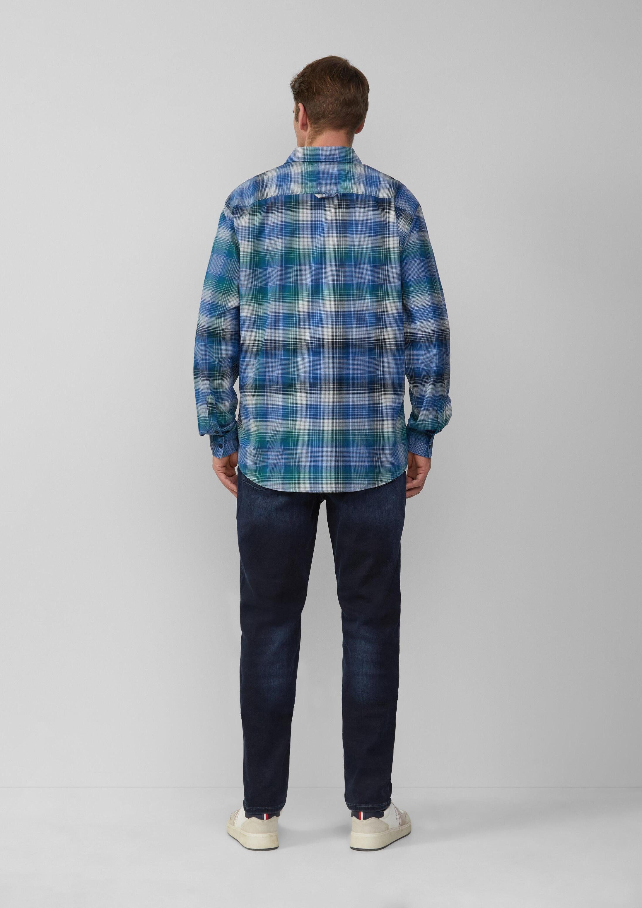 s.Oliver Langarmhemd Hemd Regular Fit: Kariertes Hemd aus Baumwollstretch mit Brusttasche