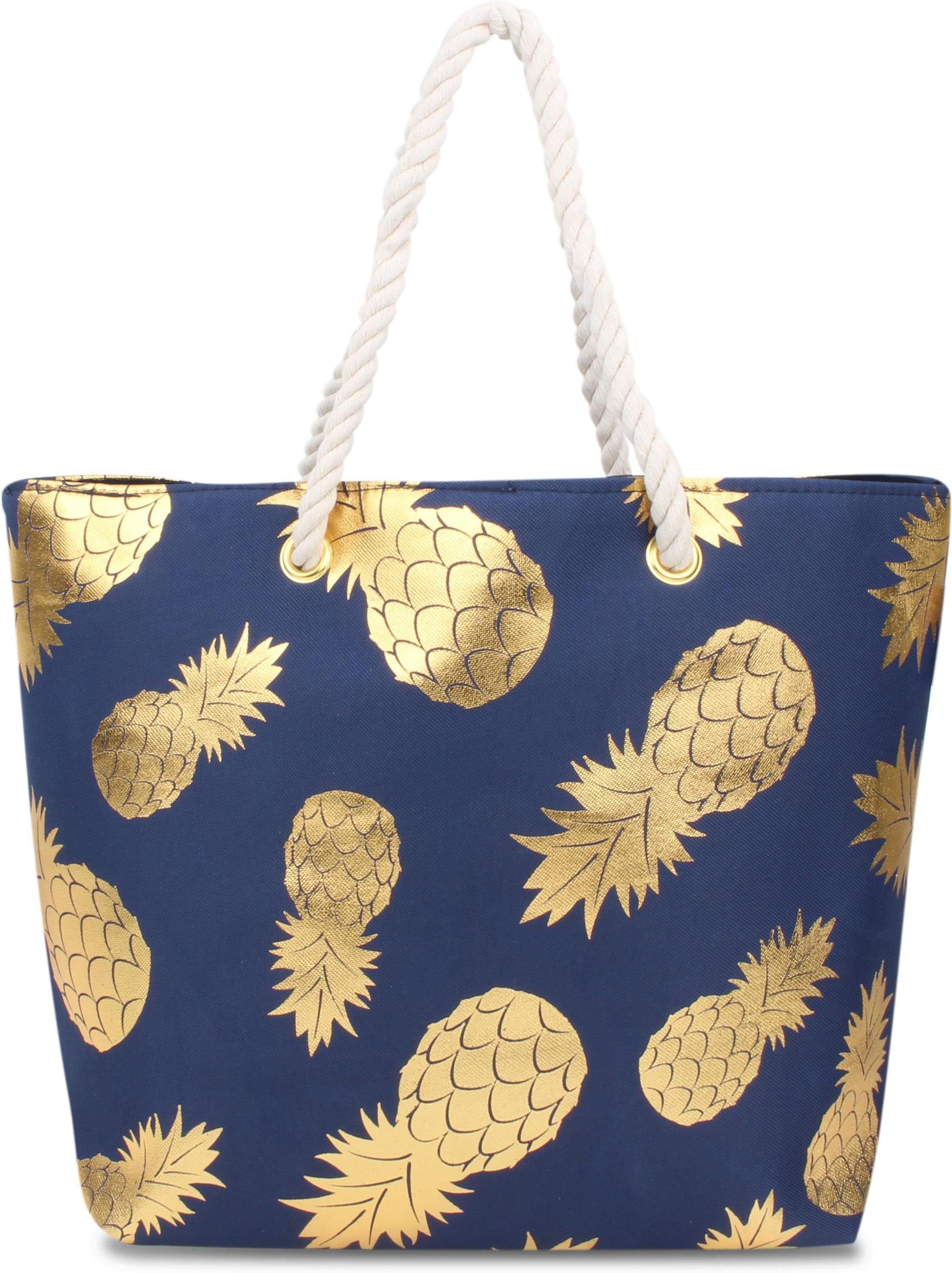 normani Strandtasche Bequeme Strandtasche, Sommer-Umhängetasche, tragbar als Pineapple Schultertasche Gold Henkeltasche