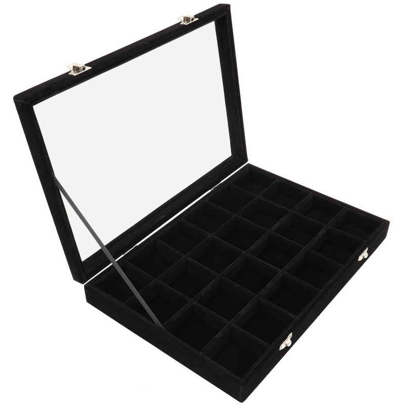 Belle Vous Schmuckständer Große stapelbare Schmuckaufbewahrungsbox aus schwarzem Samt, Black Velvet Jewelry Organizer - Large Stackable Box