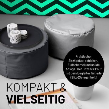 Lumaland Sitzsack Pouf 50L kompakt Hocker, Tisch, Fußsack in- & Outdoor, 25x45cm & 5 Jahre Garantie