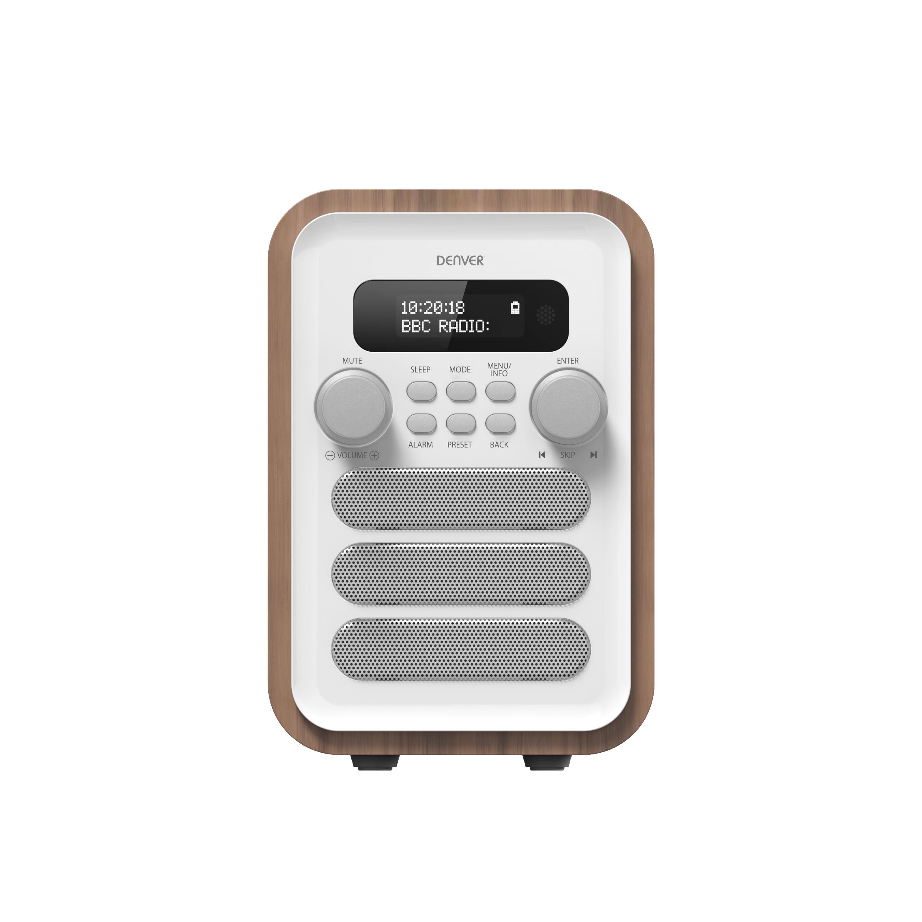 Radio, (DAB) WHITE Kopfhörerausgang, Fernbedienung) Digitalradio UKW DAB-48 Denver (DAB Bluetooth,