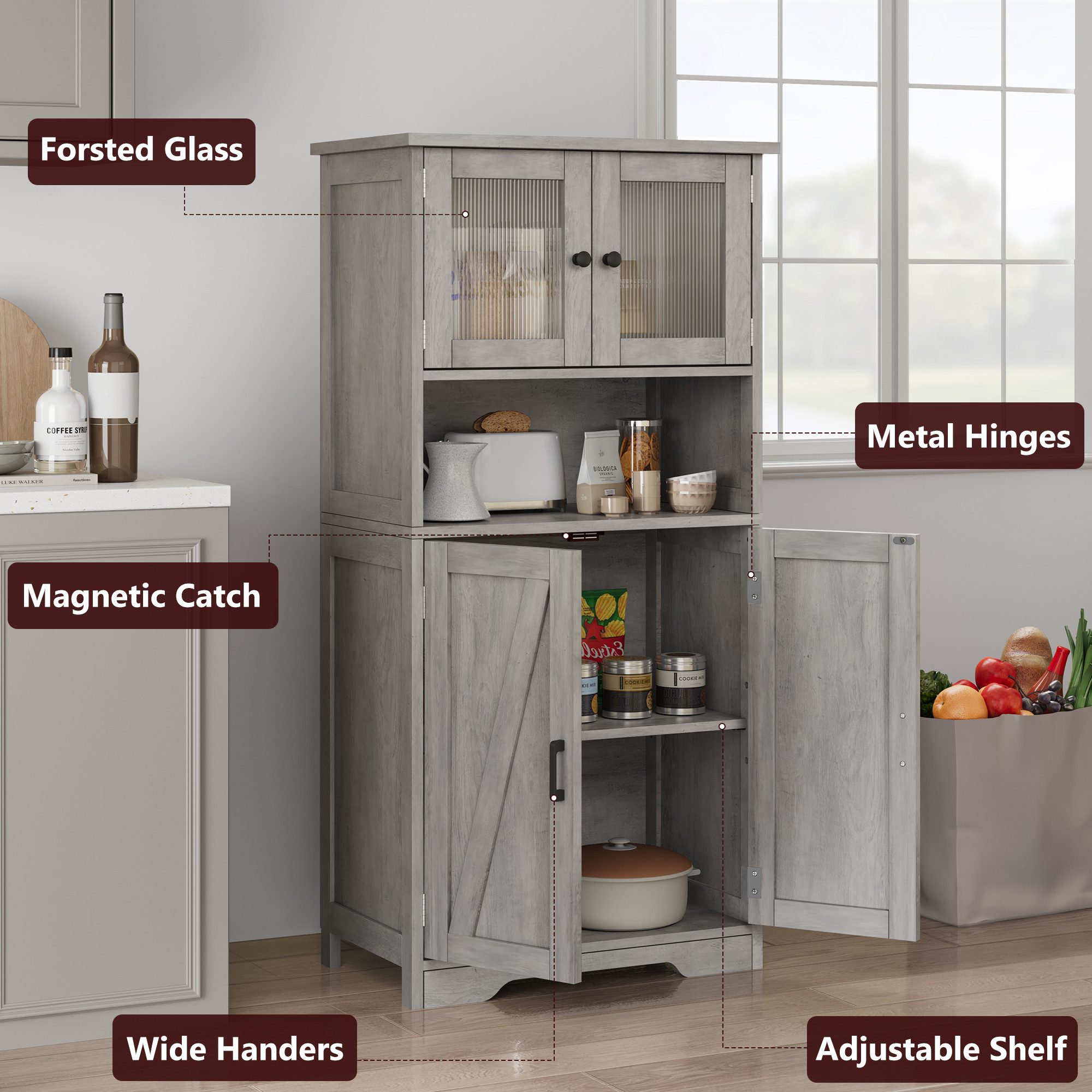 GarveeMore Hochschrank 128cm Badezimmerschrank mit 4 günstig online kaufen