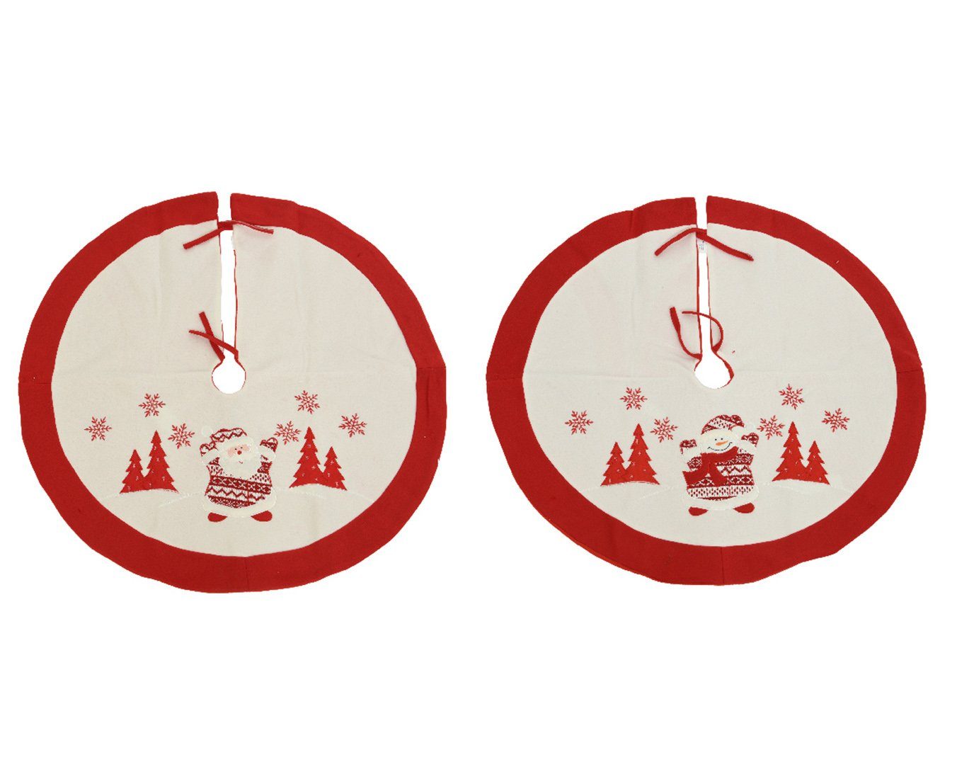 Decoris season decorations Weihnachtsbaumdecke, Weihnachtsbaumdecke Filz mit Schneemann / Santa 90cm rot 1 Stück sort.
