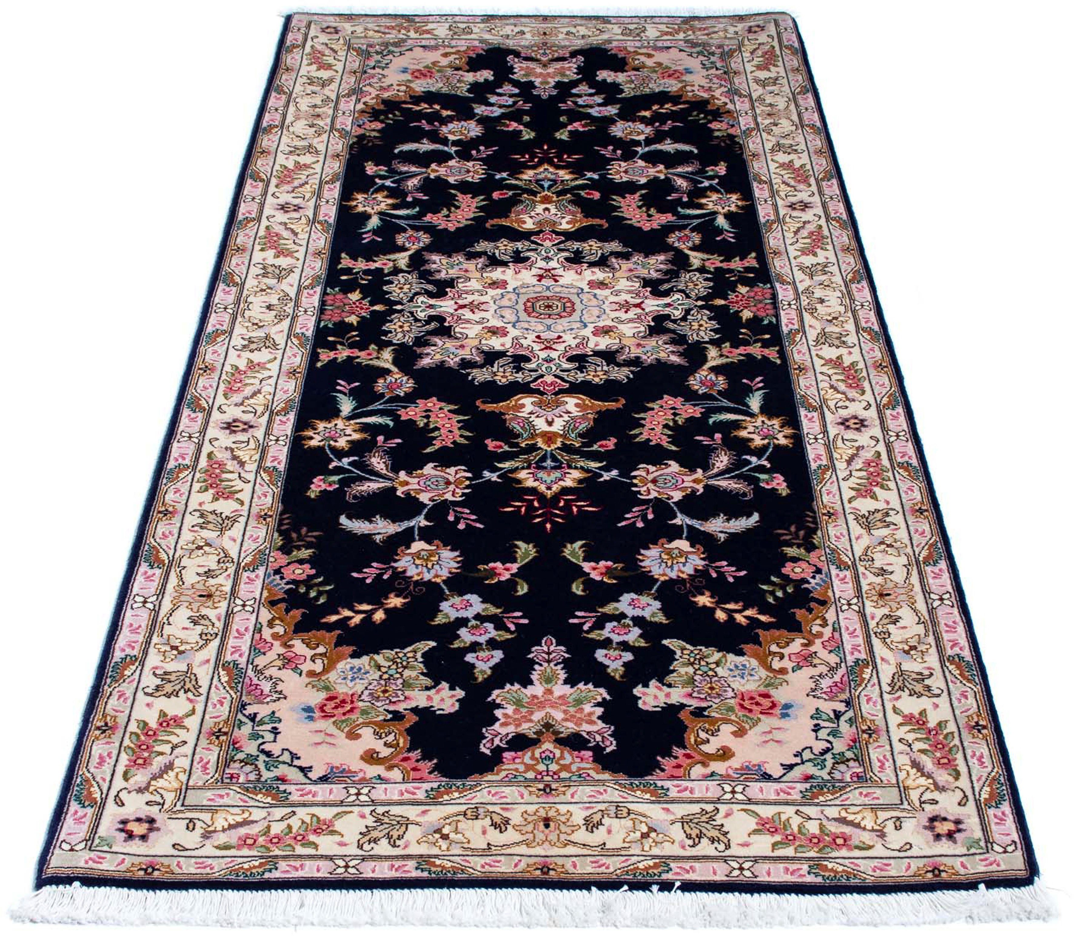 Orientteppich Perser - Täbriz - Royal - 200 x 83 cm - dunkelblau, morgenland, rechteckig, Höhe: 7 mm, Wohnzimmer, Handgeknüpft, Einzelstück mit Zertifikat