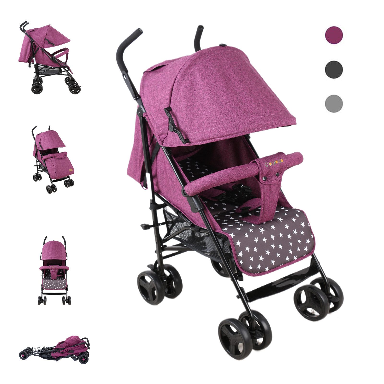 Kinder-Buggy Sayoyo Kinderwagen, ab 6 Monate bis 15kg, Lila