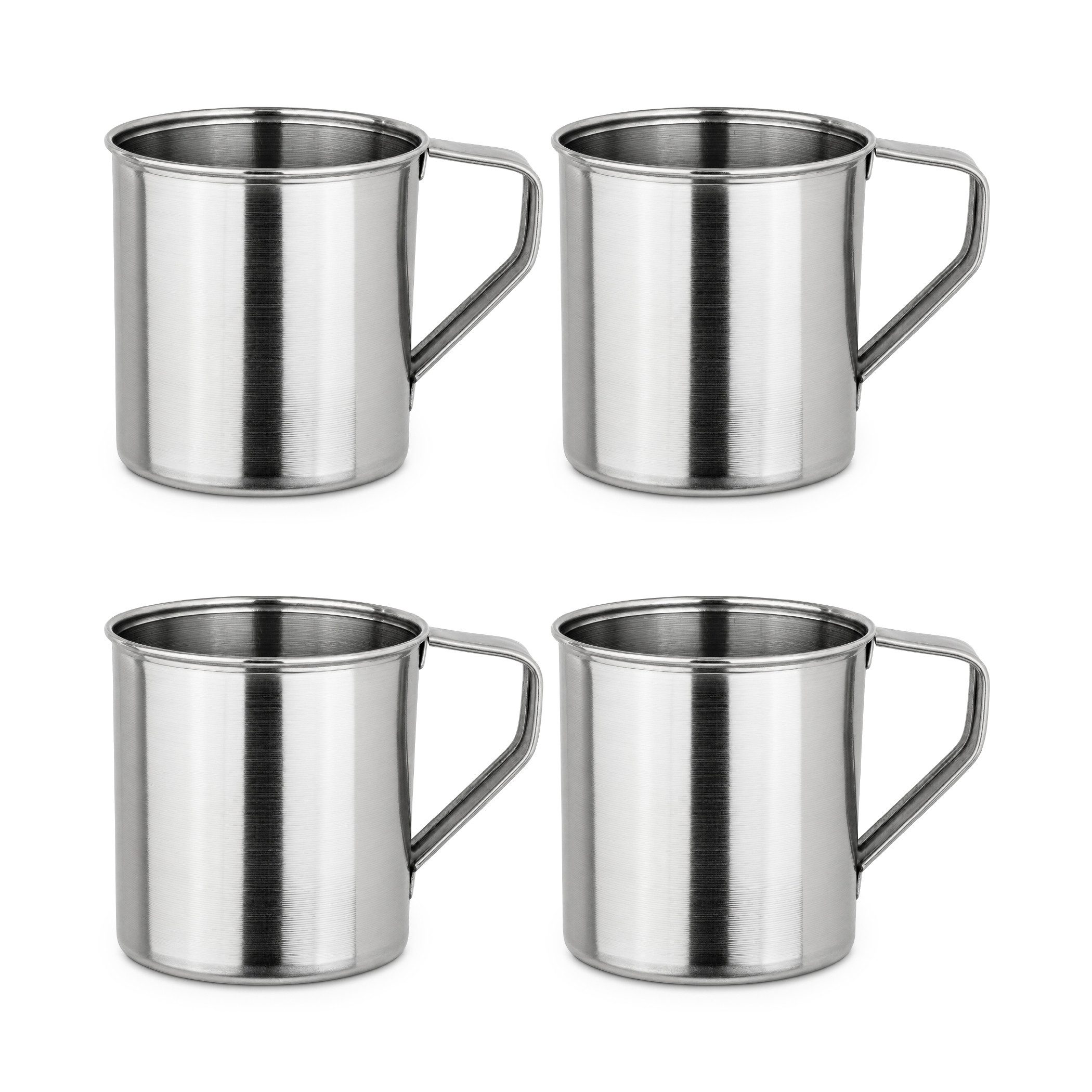 Moritz Tasse Moritz Becher Edelstahlbecher 4er Set 200 ml mit Henkel Campingbecher, 4-tlg., Edelstahl