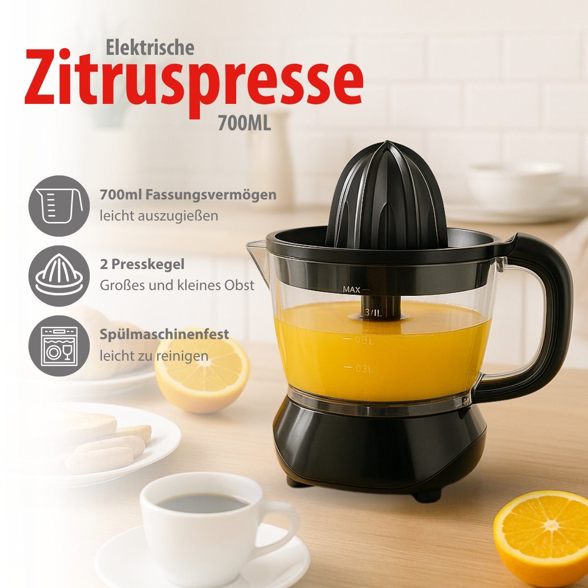 Alpina Zitruspresse alpina Zitruspresse Elektrisch 0.7L – Zitronenpresse 25W