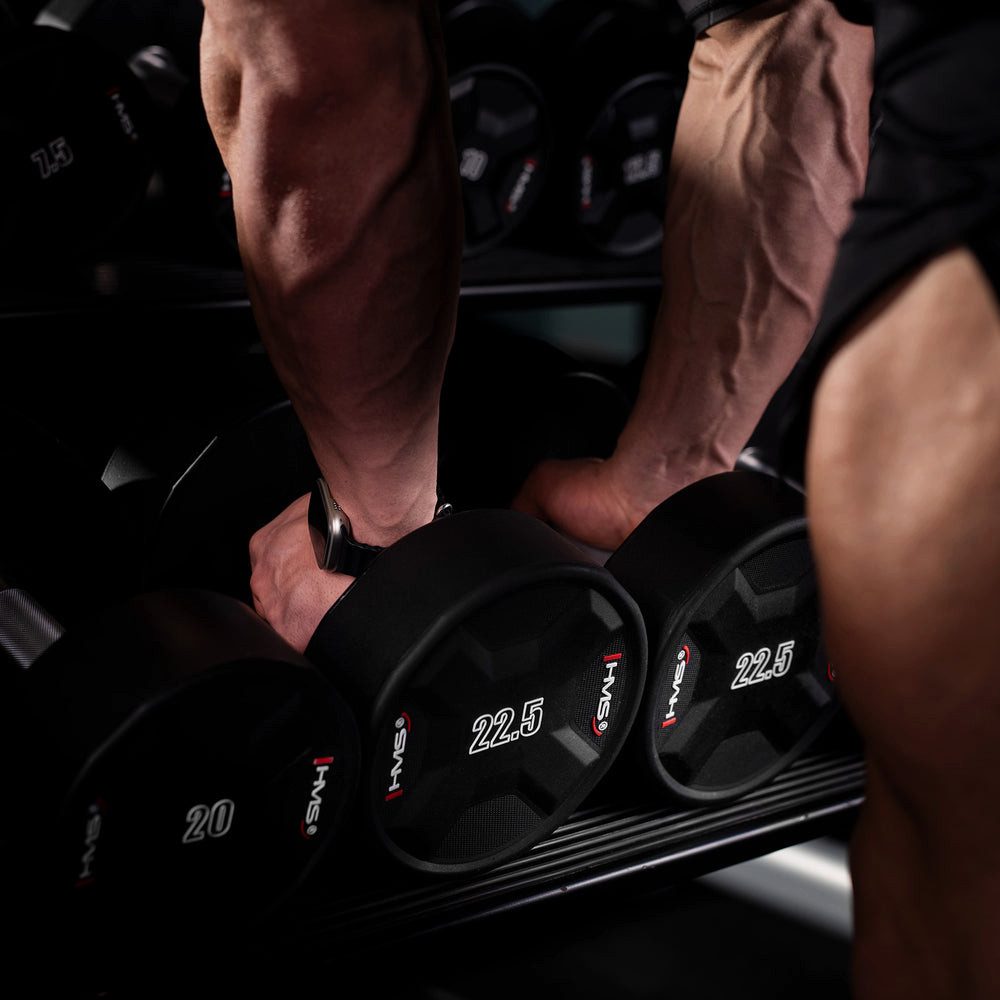 HMS Kurzhantel Fitnesshantel 22,5 kg Hantel, (Set, Komfortabler Griff), Polyurethan-Beschichtung kombiniert Hygiene, Langlebigkeit