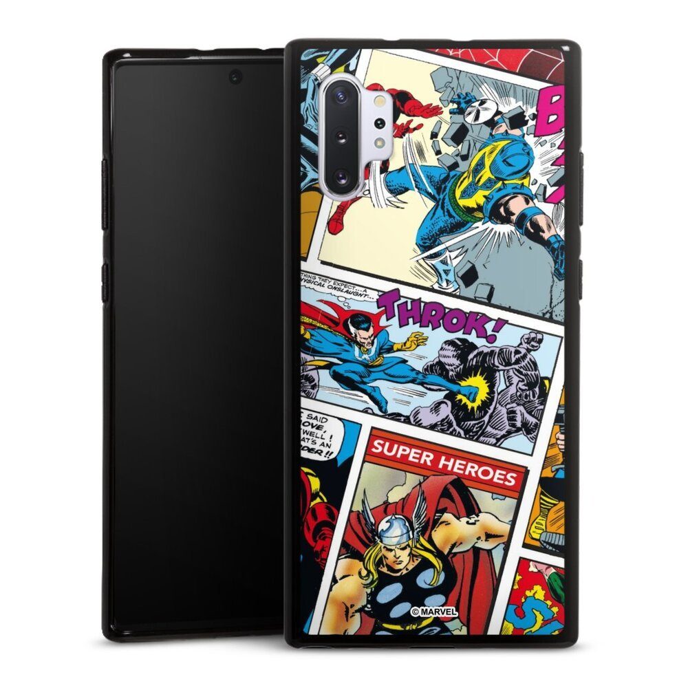 DeinDesign Handyhülle Marvel Retro Comic Blue, Samsung Galaxy Note 10 Plus Silikon Hülle Bumper Case Smartphone Cover