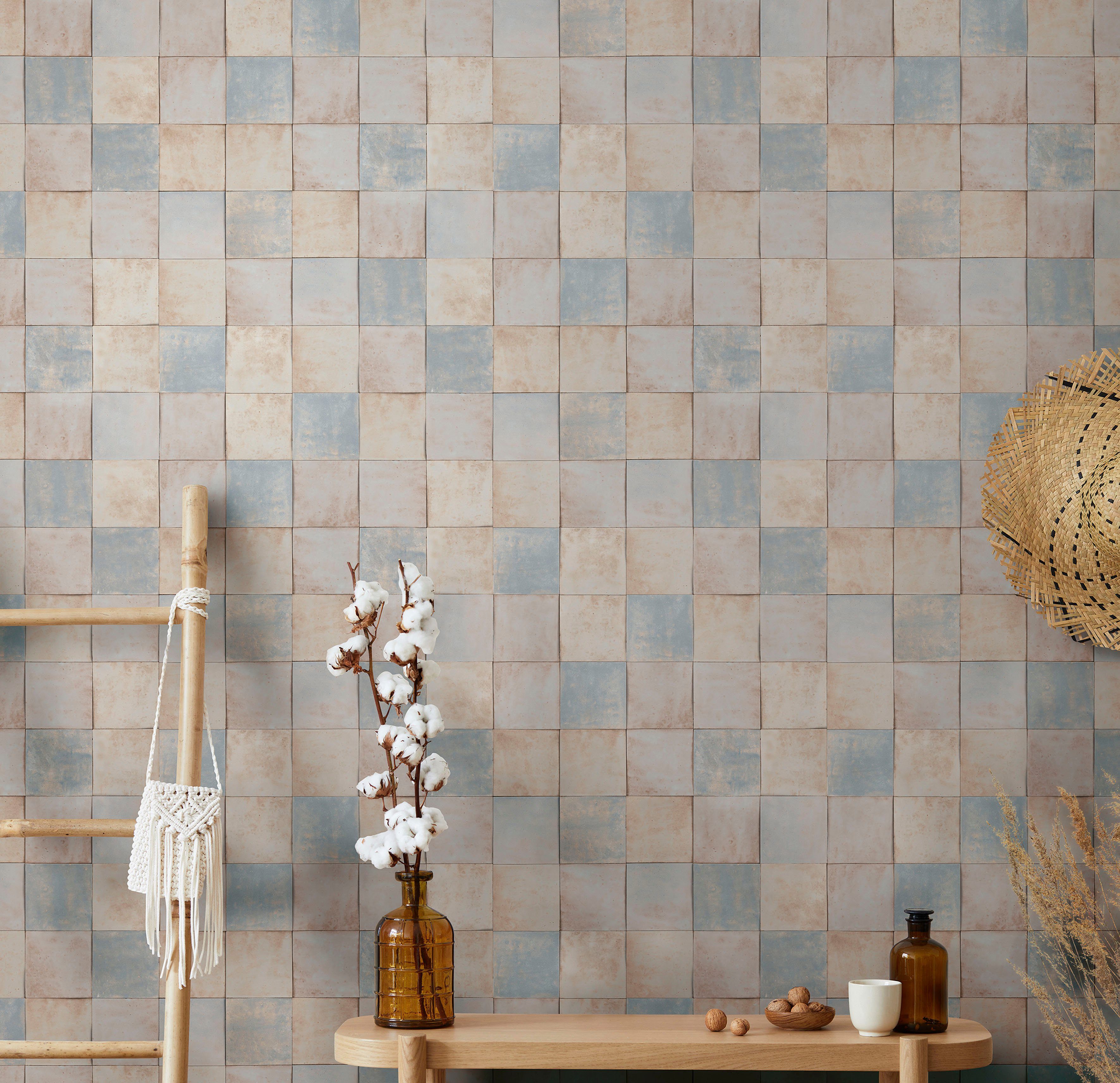 Marburg Fototapete Tile, glatt, matt, moderne Vliestapete für Wohnzimmer Schlafzimmer Küche rosiges-braun