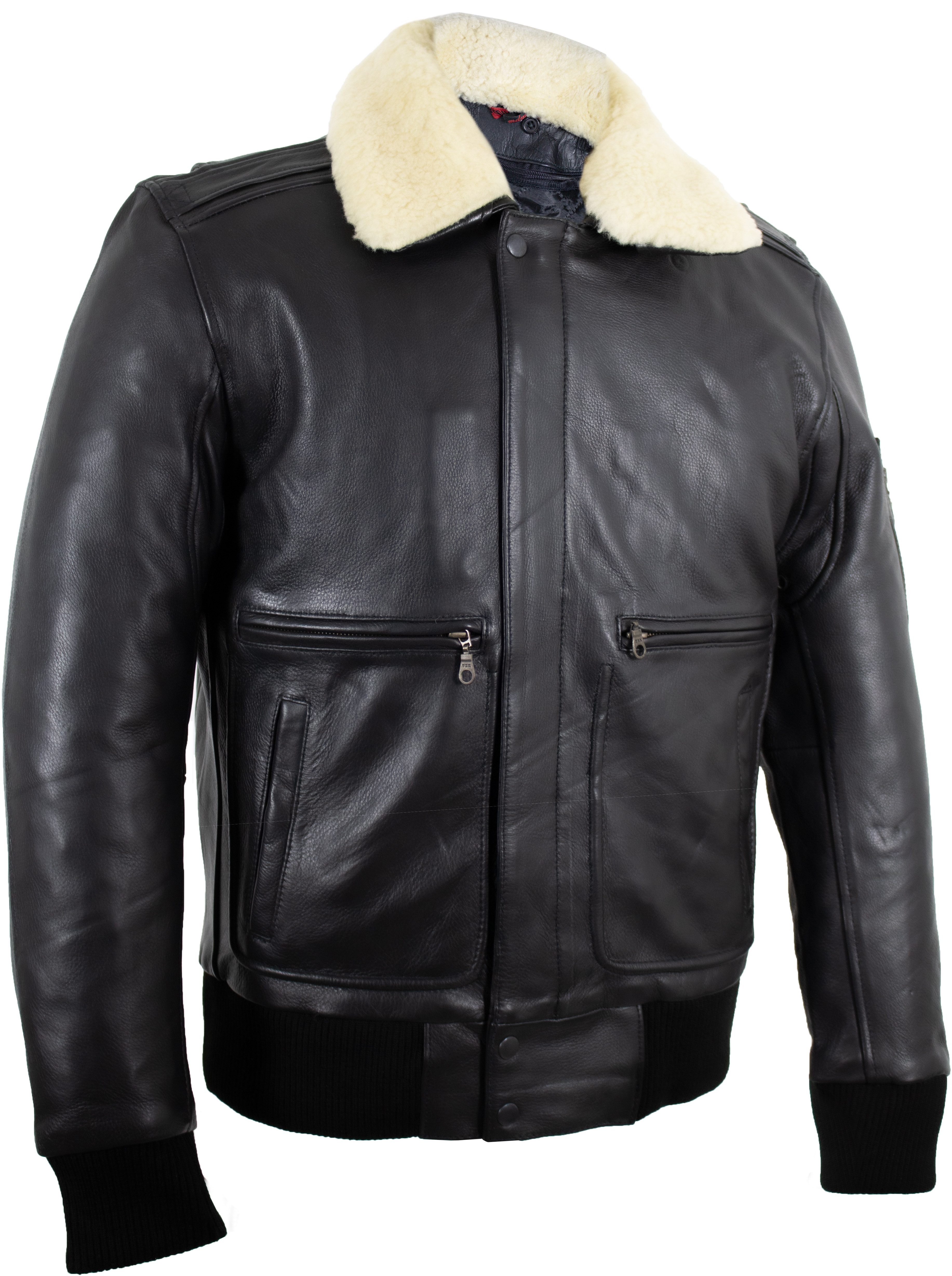 Lederjacke Herren Lederjacke Fliegerjacke echtes Leder schwarz