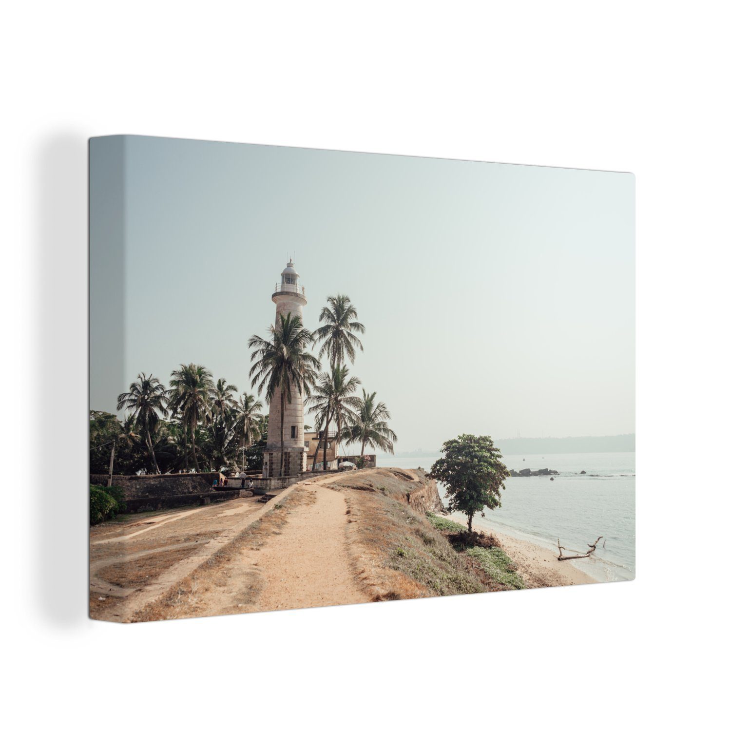 OneMillionCanvasses® Leinwandbild Der älteste Leuchtturm Sri Lankas in Fort Galle, (1 St), Wandbild Leinwandbilder, Aufhängefertig, Wanddeko, 30x20 cm