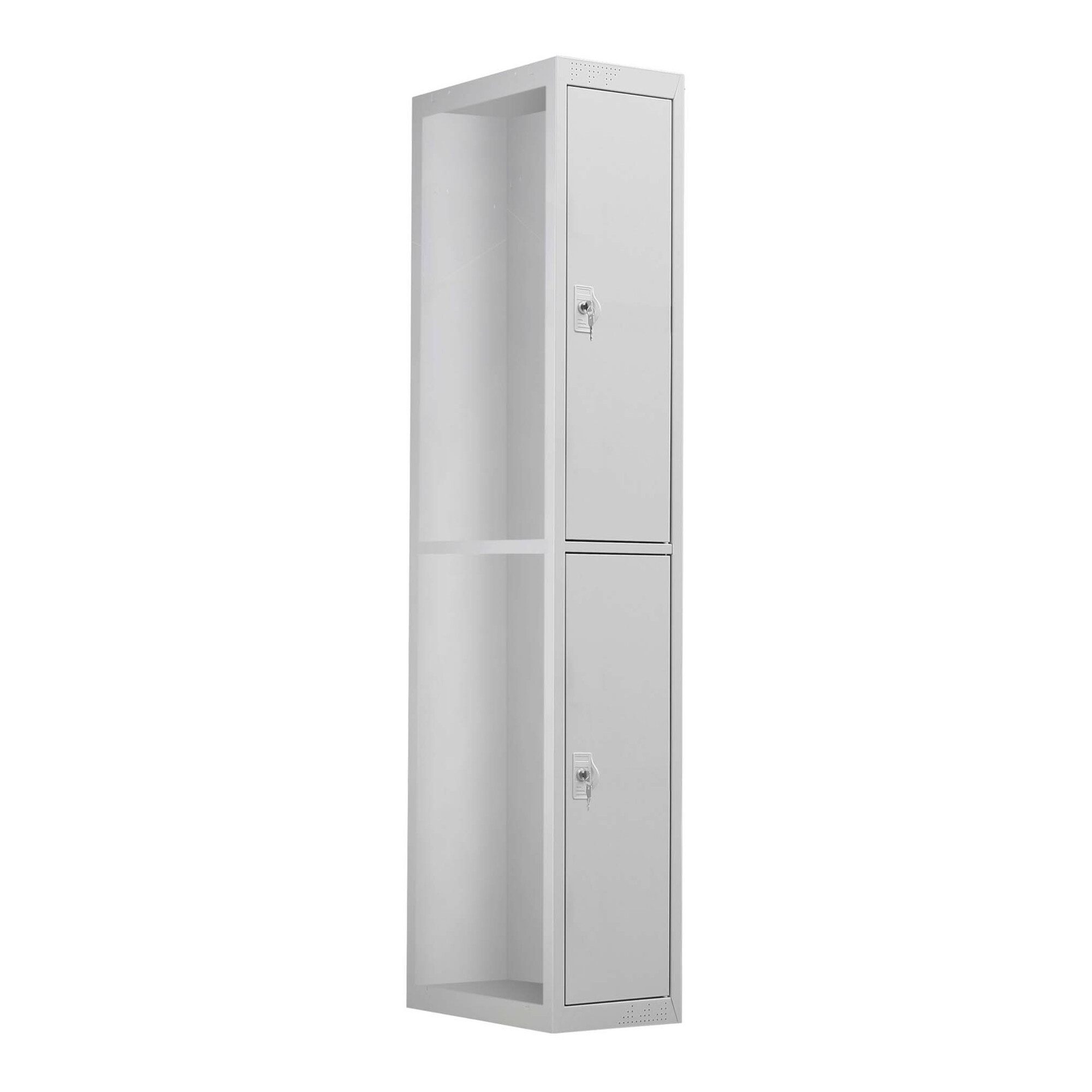 Stier Garderobenschrank STIER Garderobenspind 2 Fächer 1800x300x500mm lichtgrau