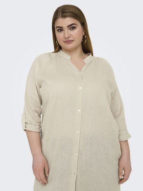 ONLY CARMAKOMA Shirtkleid Leinen Blusenkleid Plus Size Basic Long Shirt Dress (knielang) 7499 in Sand