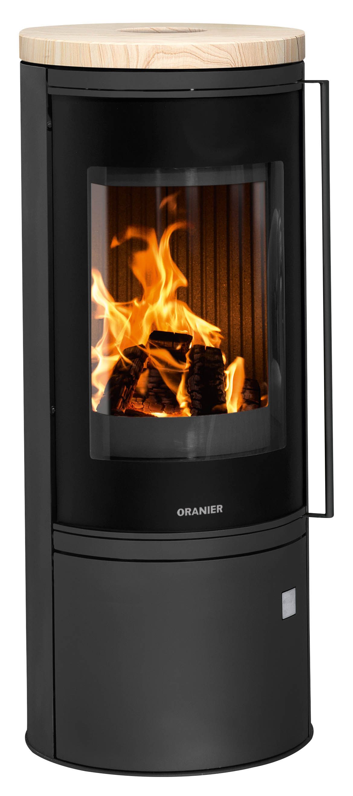 Oranier Kaminofen Arena 2.0, 7 kW, Zeitbrand, (2-tlg), Abdeckplatte aus Sandstein, sandfarben