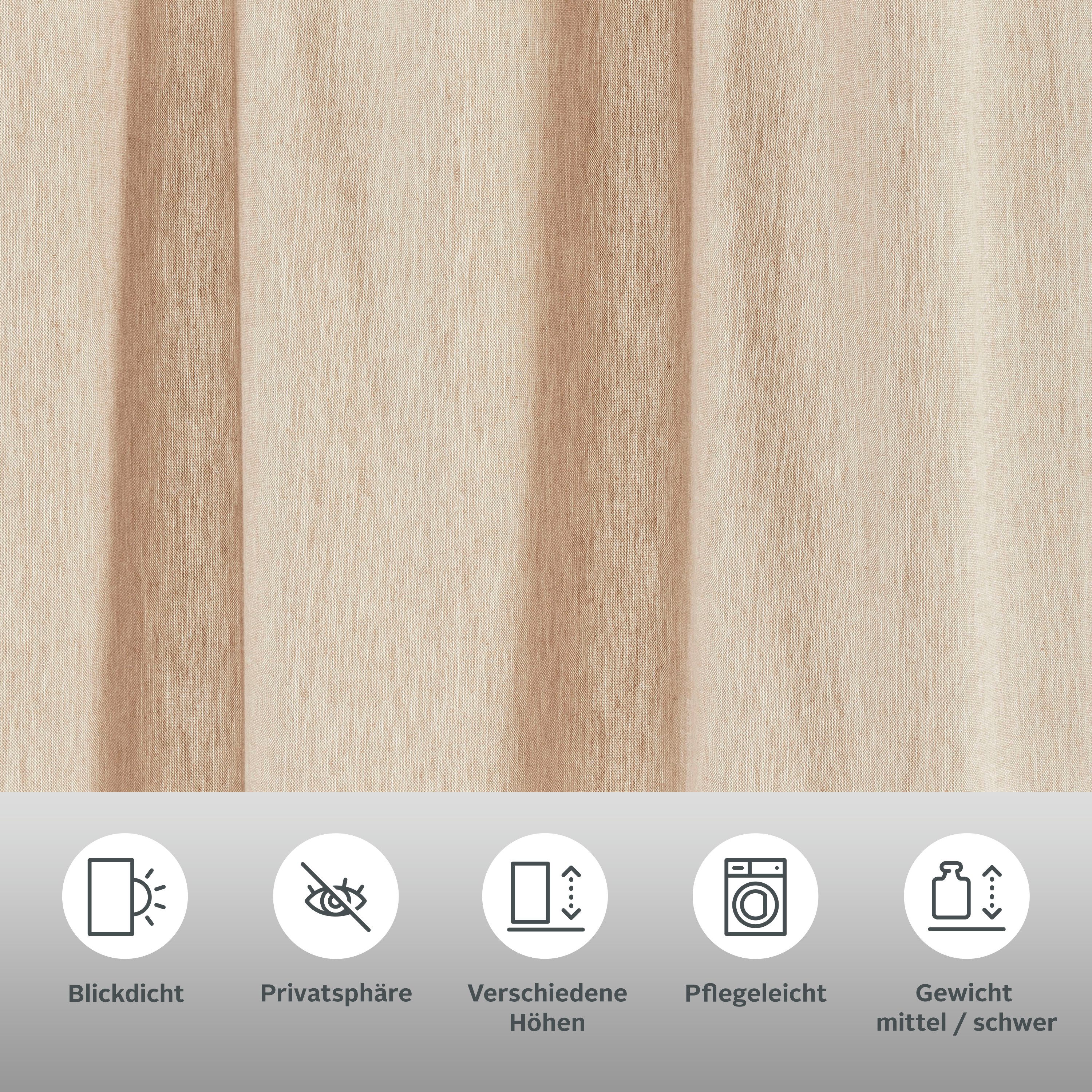 LeGer Home by Lena Gercke Gardine Jada (1 St), Schlaufen, blickdicht, Baumwolle, blickdicht, Bio-Baumwolle, gewebt, verschiedene Größen