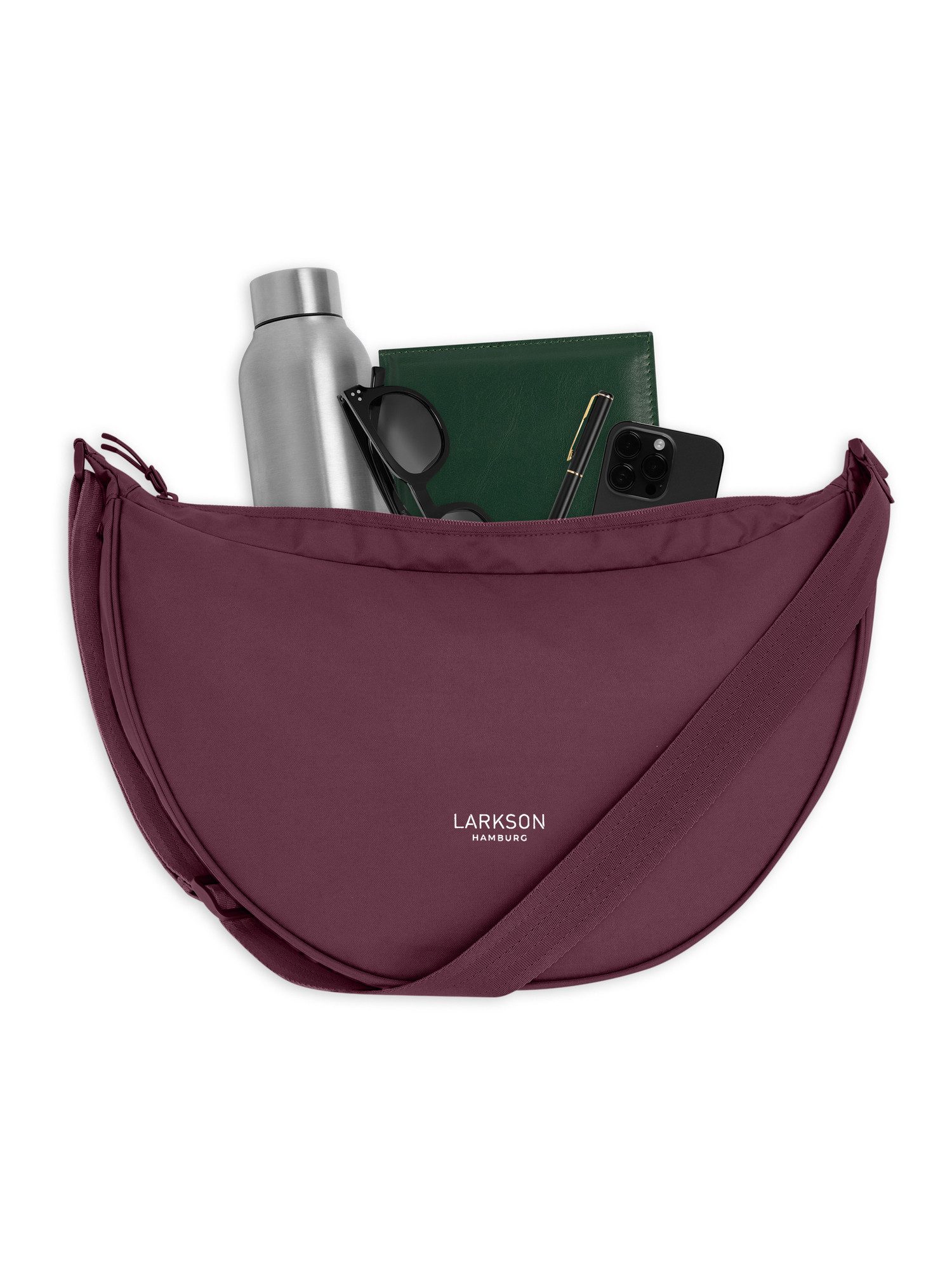 LARKSON Umhängetasche Solveig Large Halbmondtasche für Damen und Herren, Große Crossbody Bag in Halbmond Form