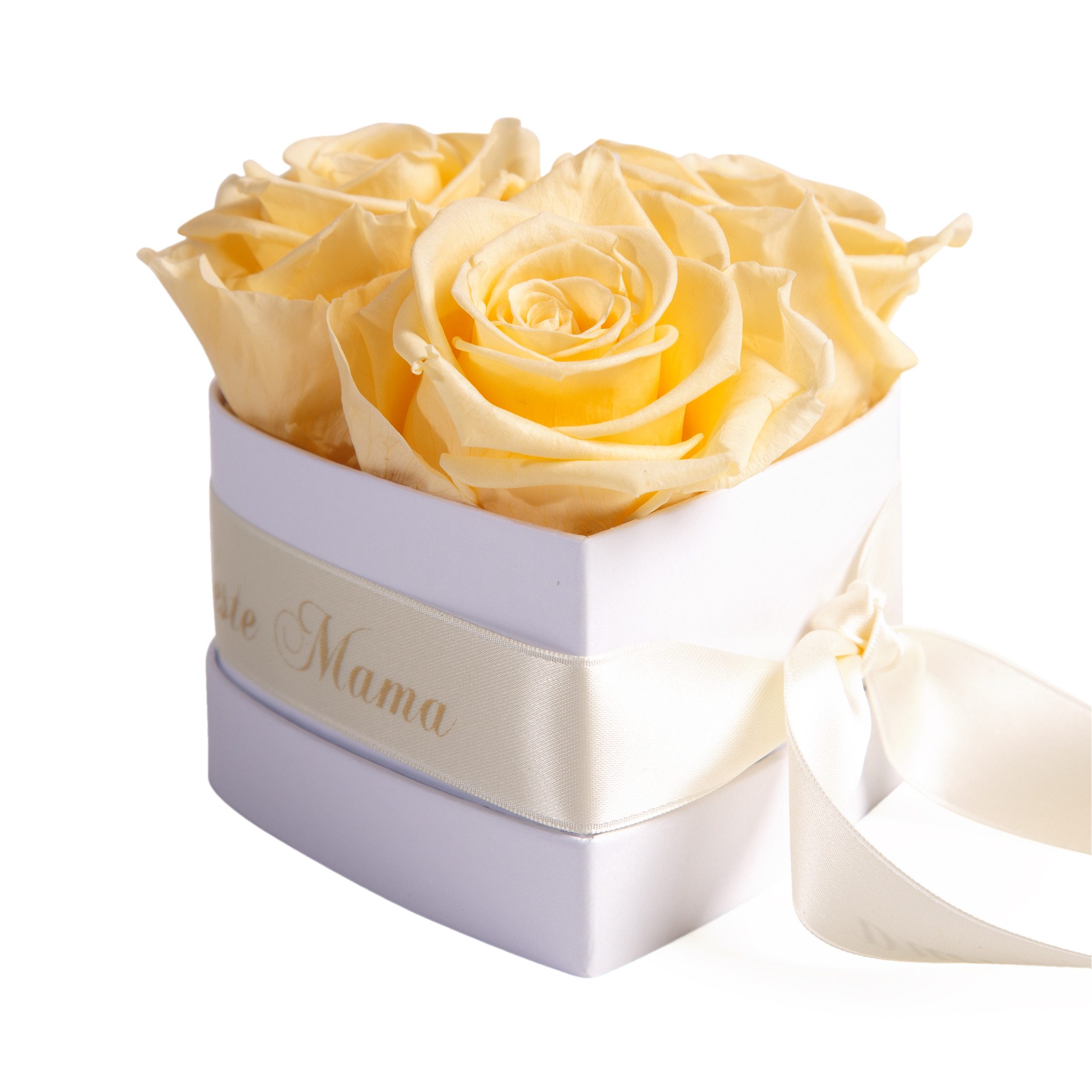 Kunstblume Rosenbox Herz 3 ewige Rosen Engel ohne Flügel nennt man Mama