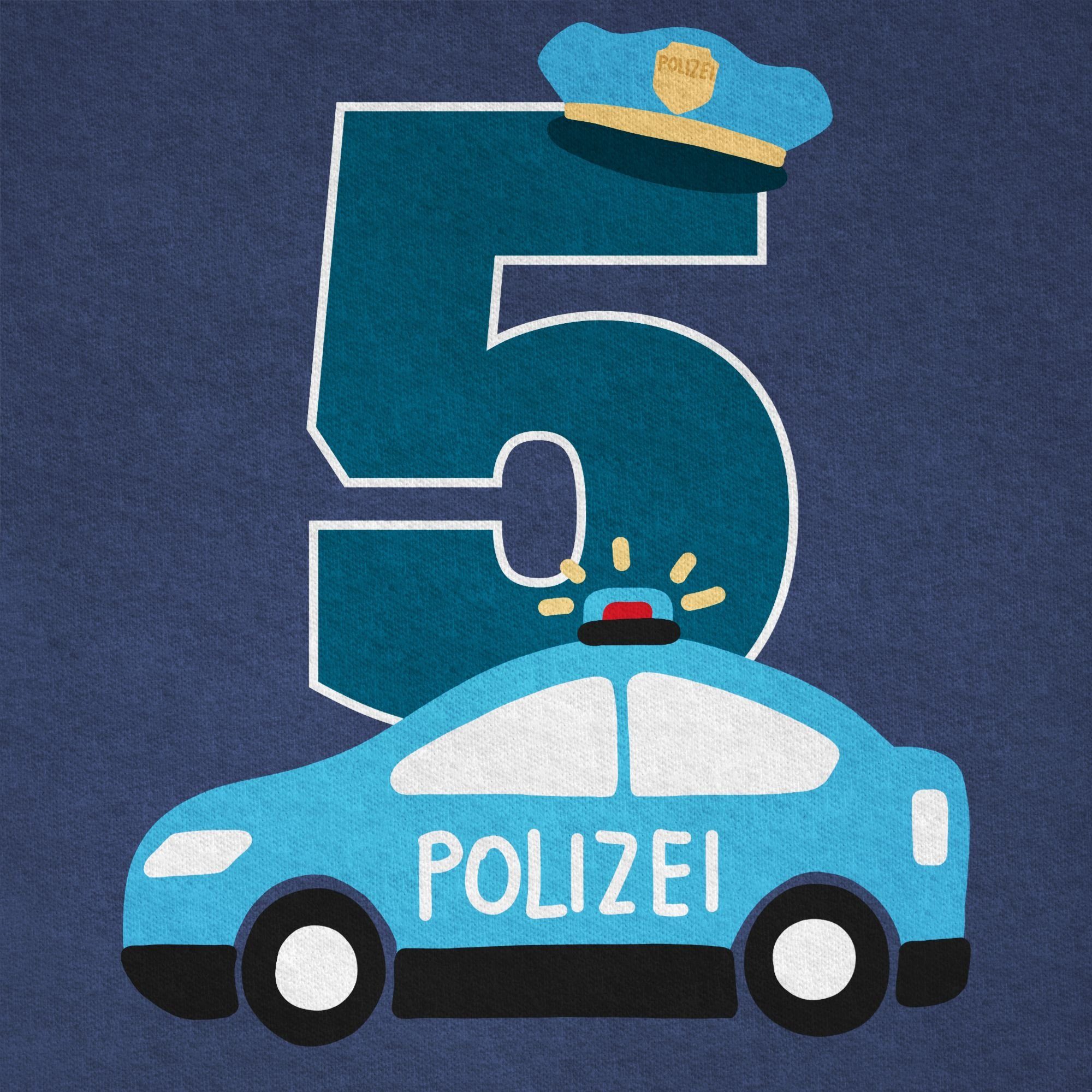 Shirtracer T-Shirt Polizei Meliert Dunkelblau Fünfter 02 5. Geburtstag
