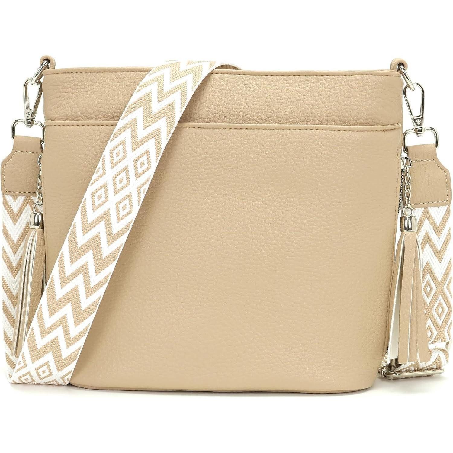 Umhängetasche Umhängetasche Damen Mittelgroß Klein Crossbody Leder PU Neu-hellkhaki