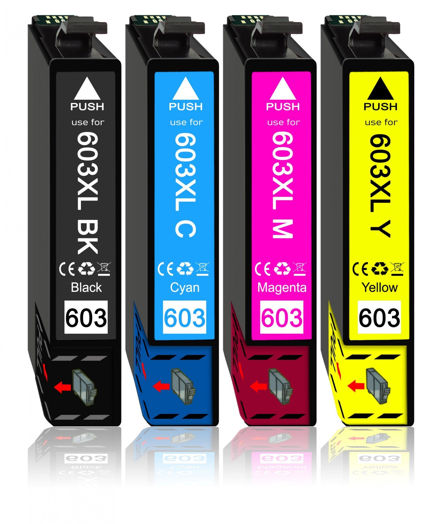 Druckerparadies 4er Pack Druckerpatronen 603 603XL kompatibel mit Epson XP-2100 Tintenpatrone (4-tlg)