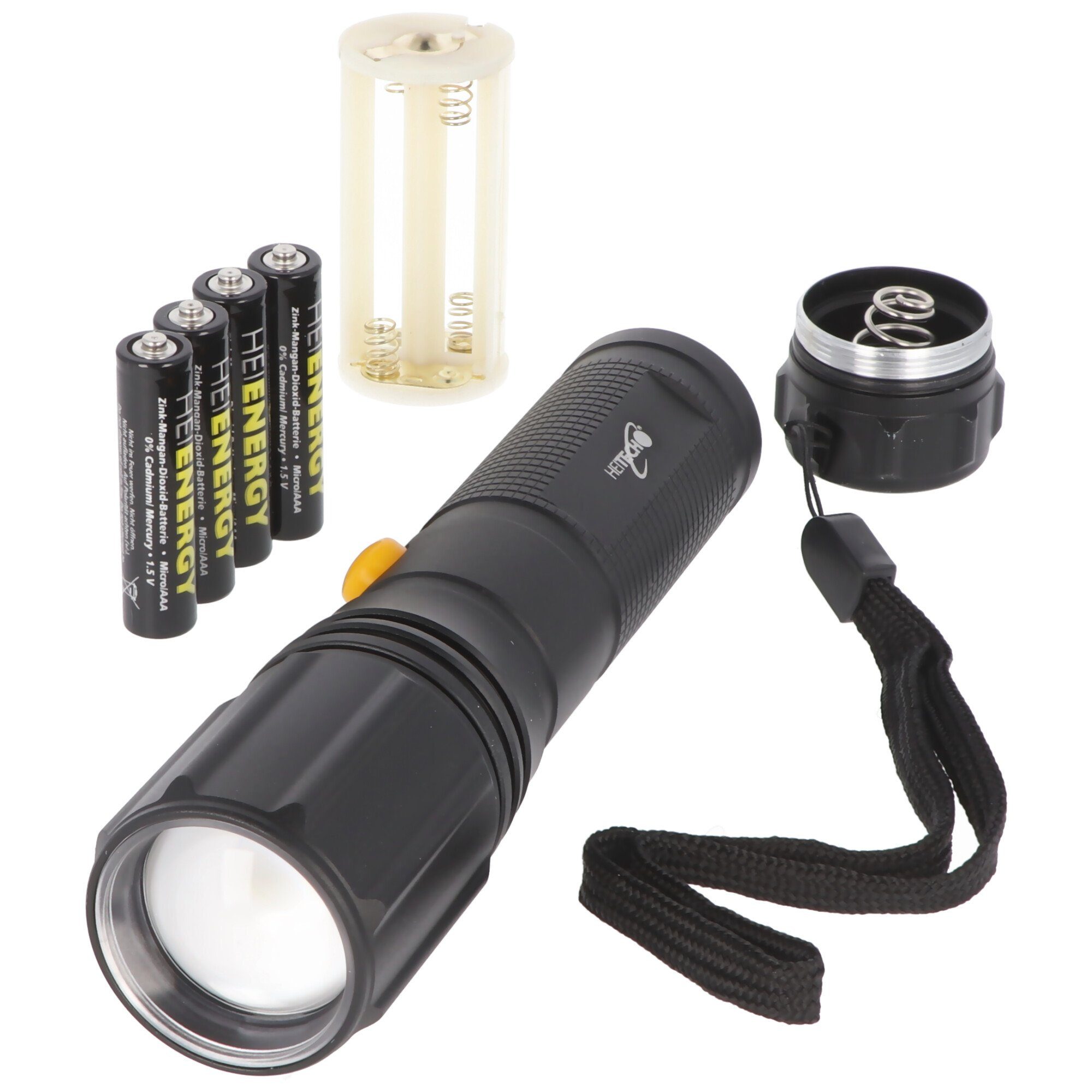 3 Watt, Taschenlampe Batterien max. LED-Taschenlampe HEITECH Focus, 4 LED Smart inklusive