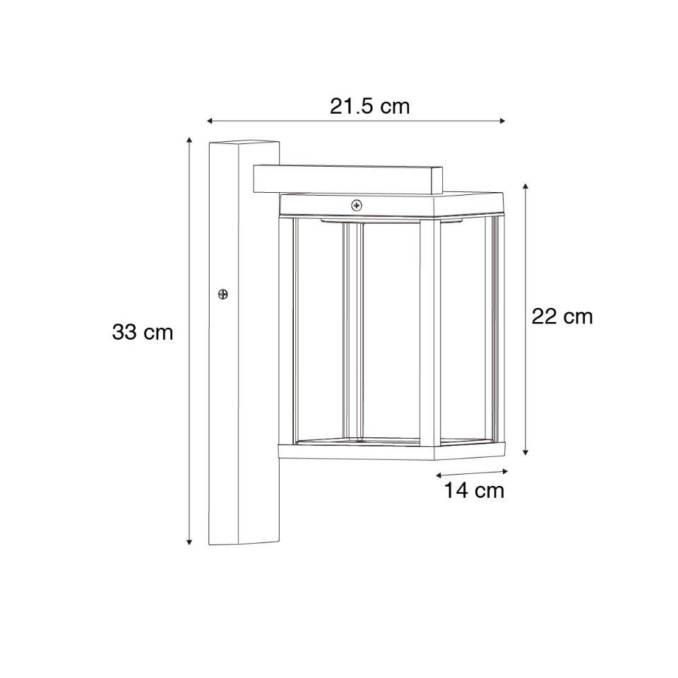 Qazqa Außen-Wandleuchte Ferdinand, LED fest integriert, (nicht austauschbare) LED, Schwarz, Modern, Aluminium, 1-flammig