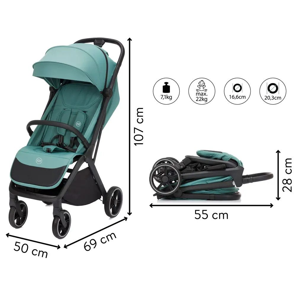 Fillikid Kombi-Kinderwagen Buggy Cooper aqua