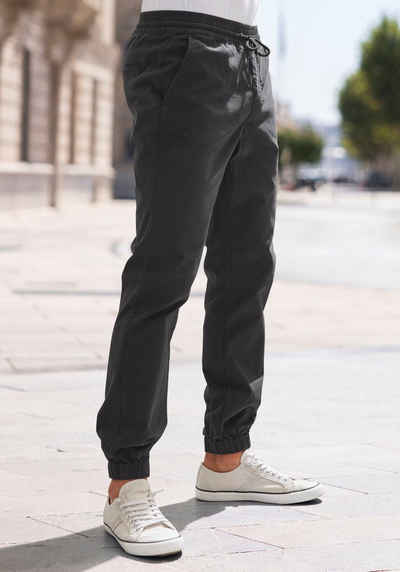 John Devin Stretch-Hose Jogg Pants lang mit normaler Leibhöhe, elastische Baumwoll-Qualität