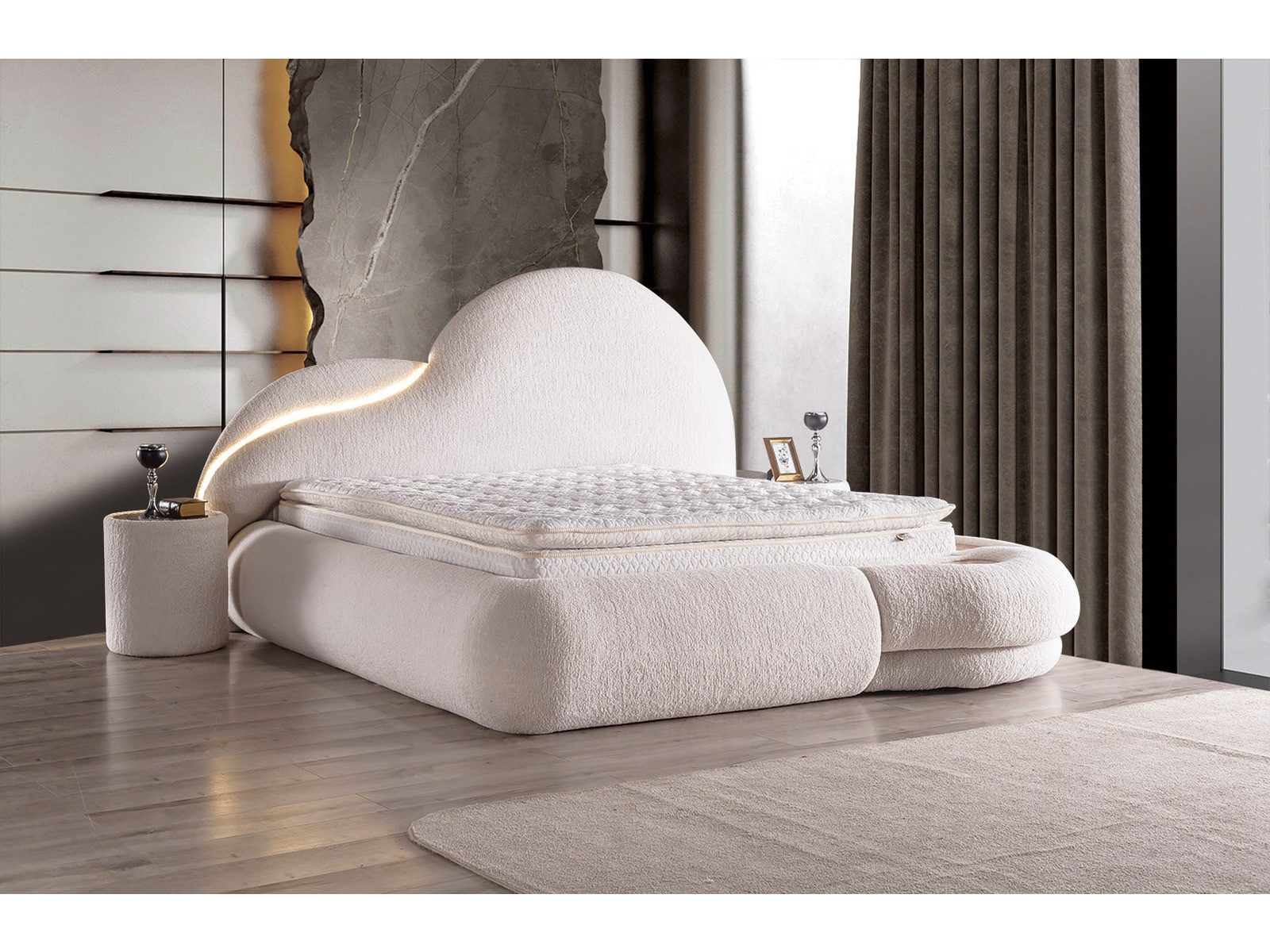 Villa Möbel Boxspringbett Atlantic (Bett (ohne Matratze), Liegefläche 140x200), Bettkasten mit XXL Stauraum und Gasdruckfedern für einfache Handhabung