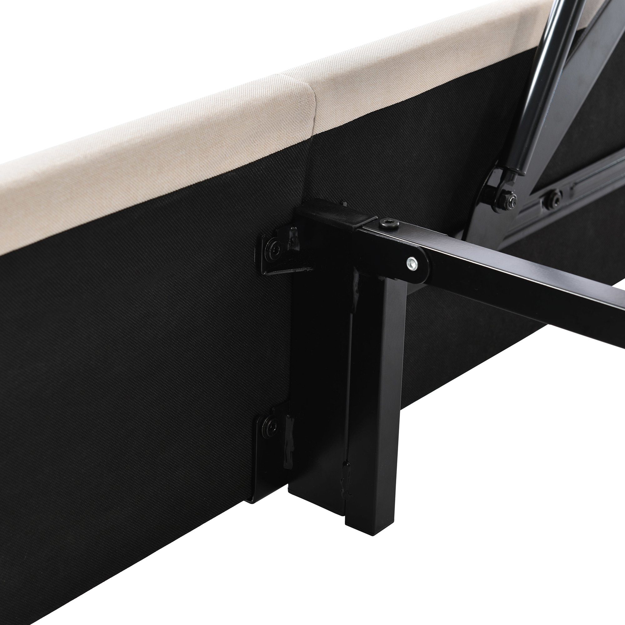 Boxspringbett (Funktionsbett, Doppelbett Hydraulisches Bett mit Lattenrost), Polsterbett Stauraumbett 140x200 cm, Lattenrost aus Holz, Leinen