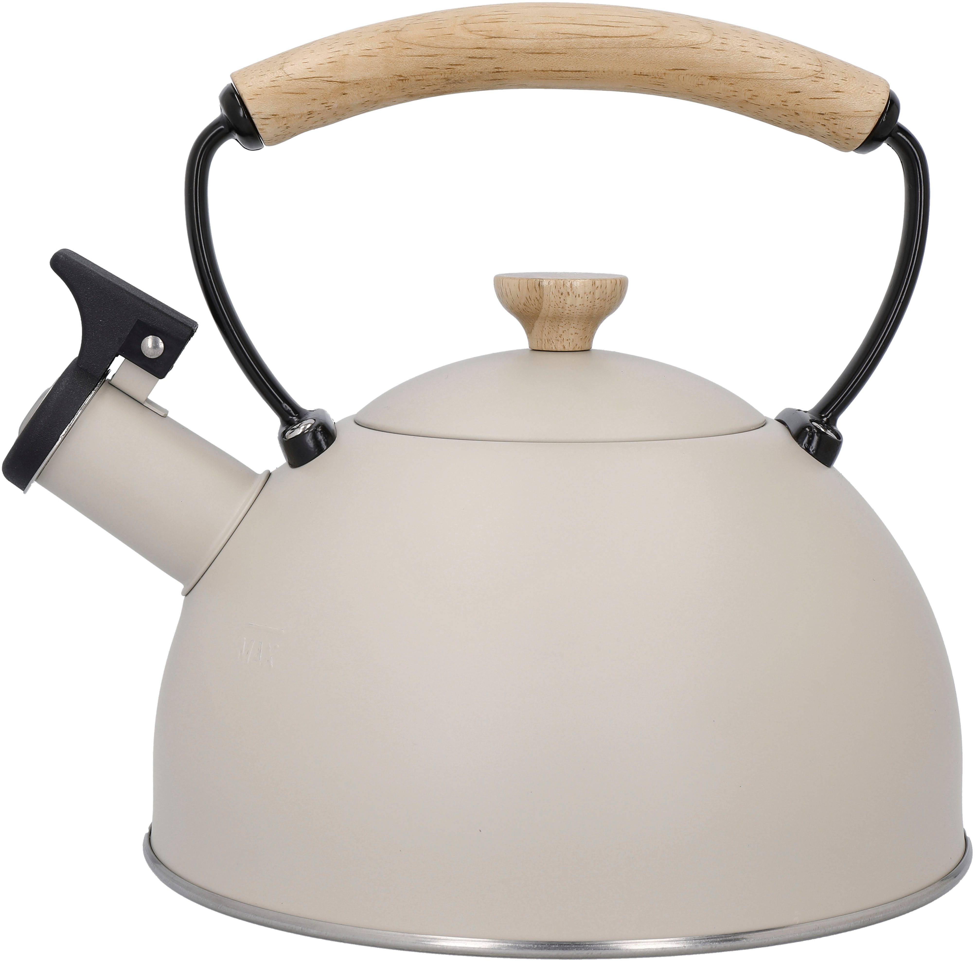La Cafetière Wasserkessel La Cafetière, Edelstahl 18/10 (1-tlg), pfeifend, mit Holzgriff, 1,6 Liter, Induktion
