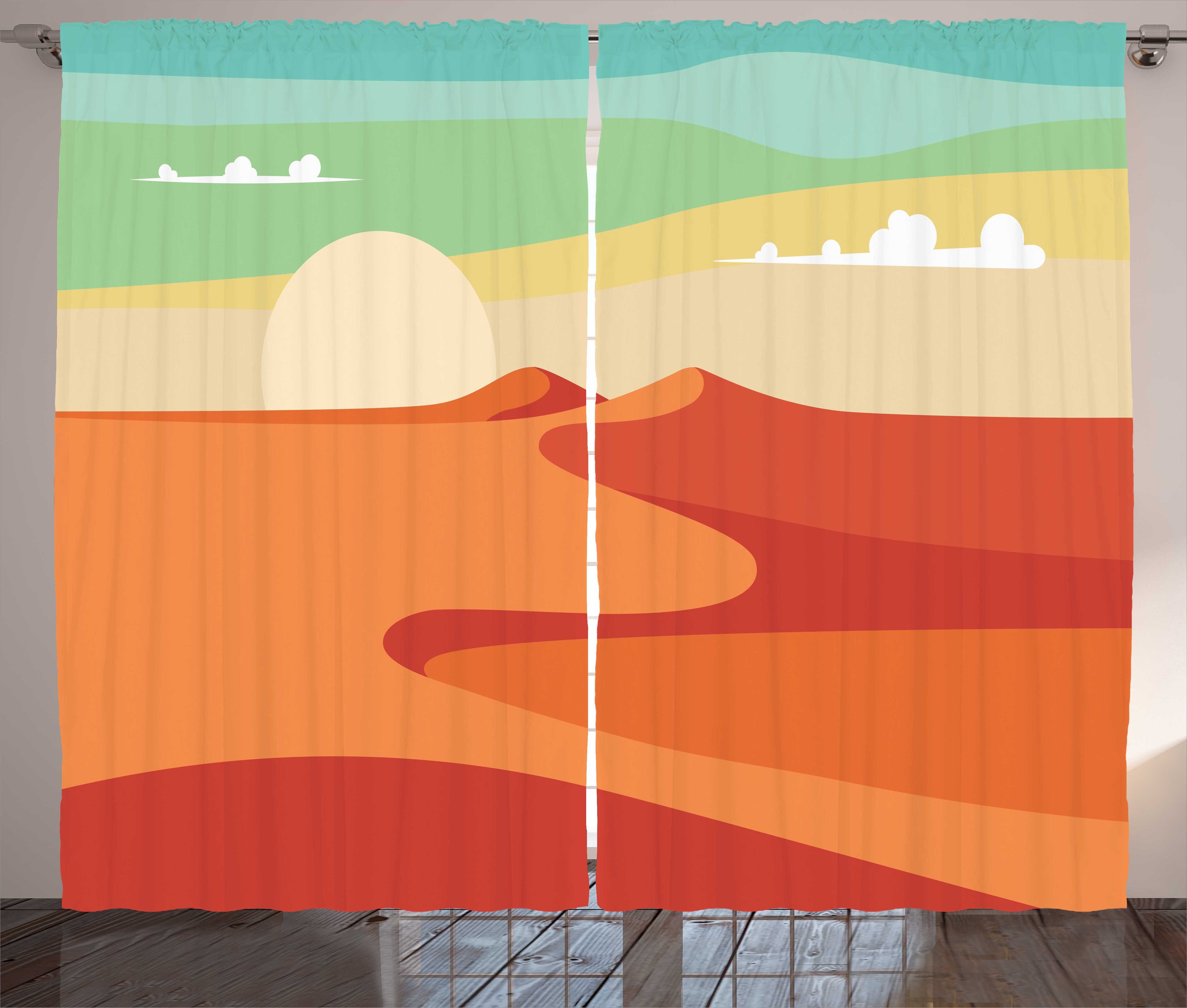 Gardine Schlafzimmer Kräuselband Vorhang mit Schlaufen und Haken, Abakuhaus, Düne Abstrakt Wüste und Himmel-Kunst | Fertiggardinen