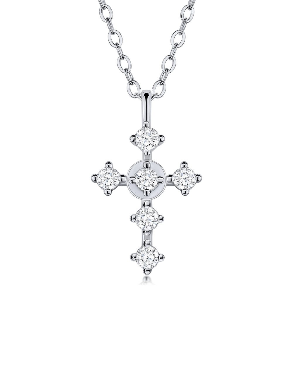 Kreuzkette 'Nina' Damen Halskette Silber 925 Kreuz Anhänger mit Kristall