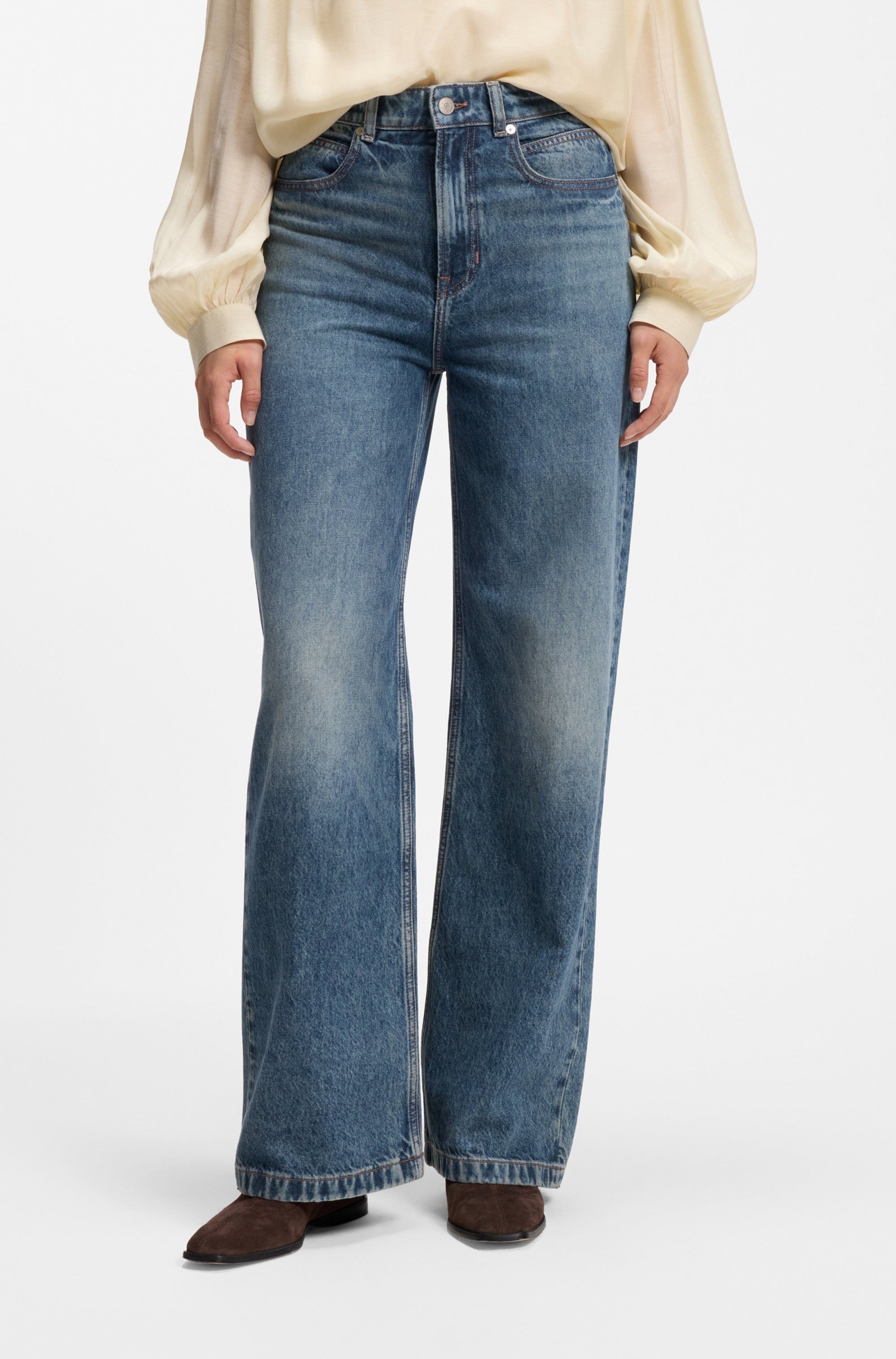 BOSS ORANGE High-waist-Jeans MARLENE HR 16.0 Premium Damenmode aus Raddis®-Baumwolle, Wide Leg